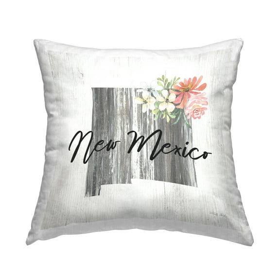 Stupell Industries Floral New Mexico State Square Decorative Printed Throw Pillow, 18 x 18