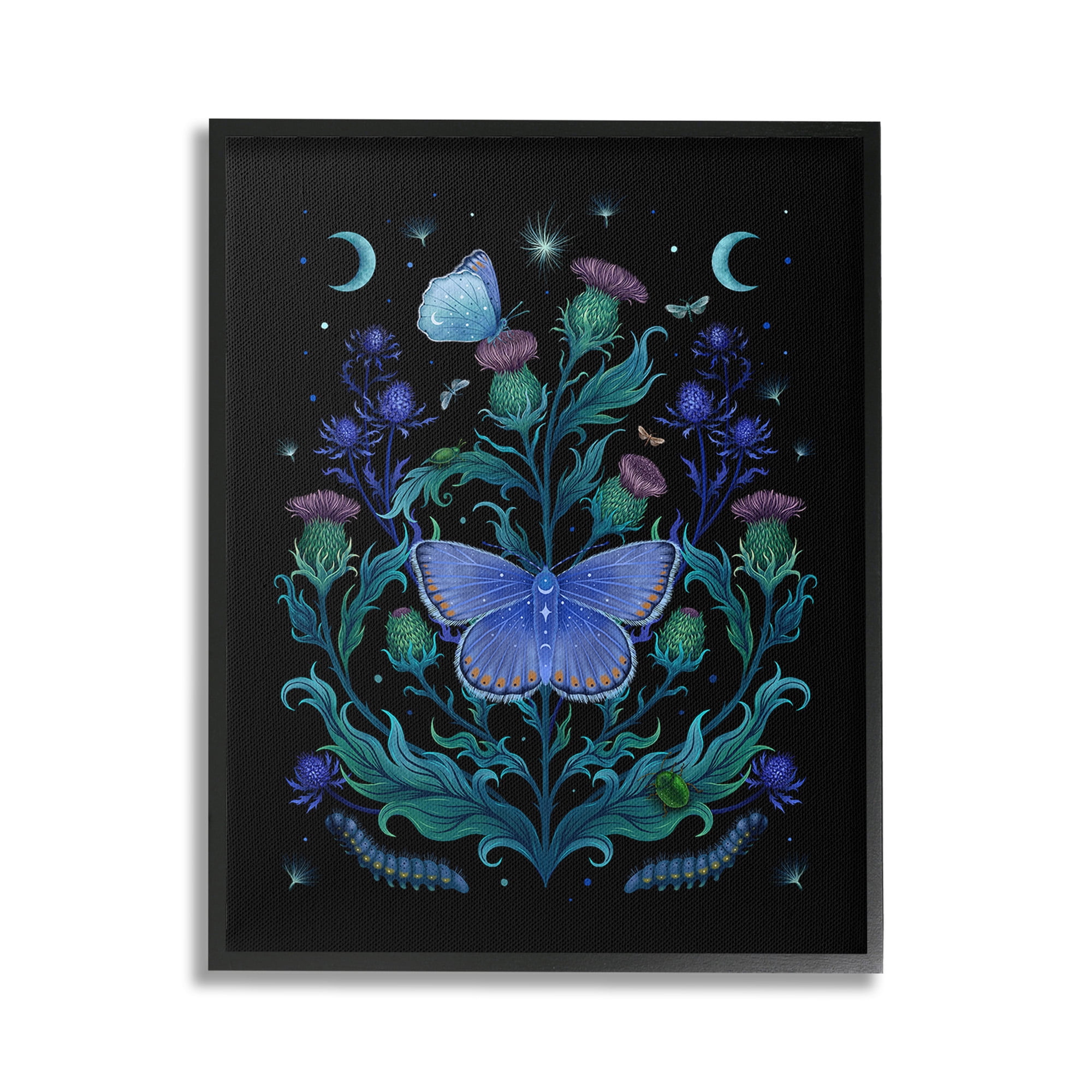 Stupell Industries Floral Night Sky Butterfly Animals & Insects