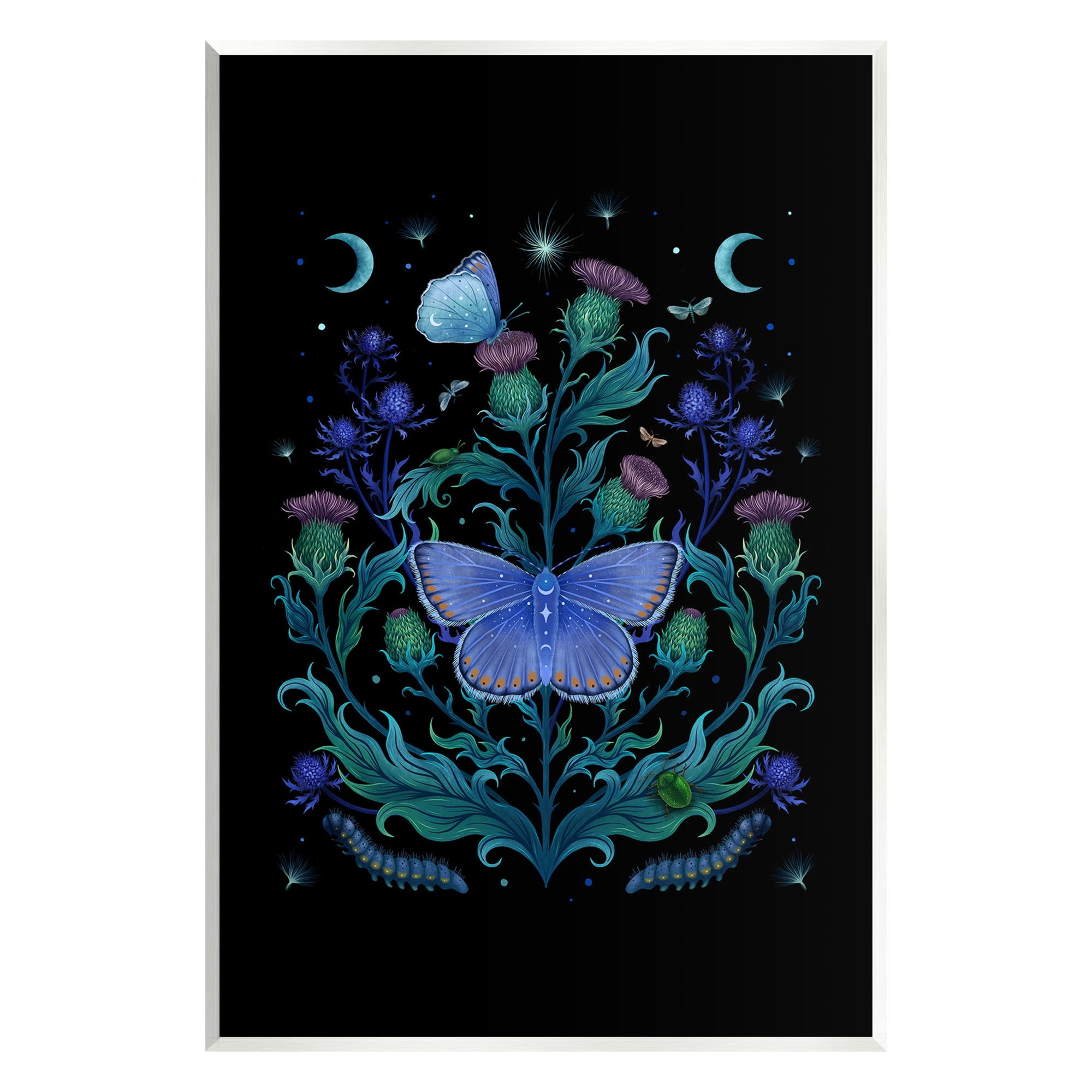 Stupell Industries Floral Night Sky Butterfly Animals & Insects Painting Unframed Art Print Wall Art, 10 x 15