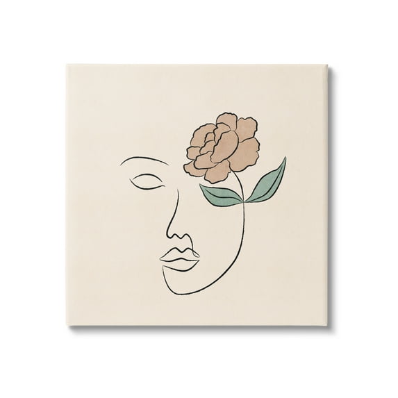 Stupell Industries Floral Outline Casual Doodle Abstract Woman Face Graphic Art Gallery Wrapped Canvas Print Wall Art, Design by JJ Design House LLC