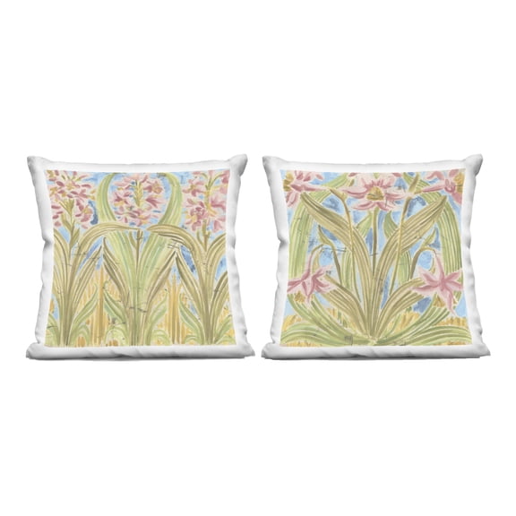 Stupell Industries Floral Palau Tiles 2 Piece Decorative Printed Throw Pillow Set design by June Erica Vess, 18 x 7 x 18