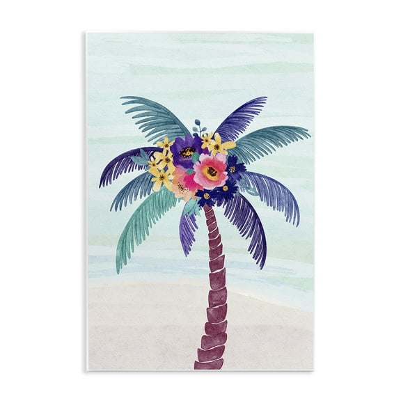 Stupell Industries Floral Palm Tree Beach Plants & Flowers Painting Unframed Art Print Wall Art, 10 x 15