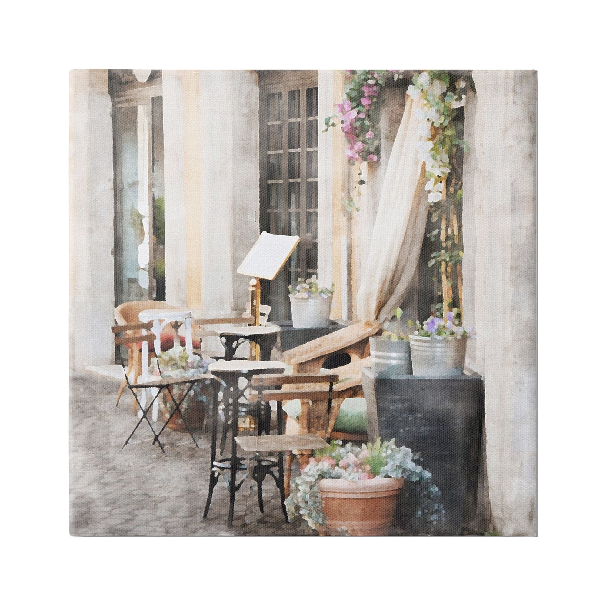 Stupell Industries Floral Patio View Travel & Places Painting Gallery Wrapped Canvas Print Wall Art, 36 x 36