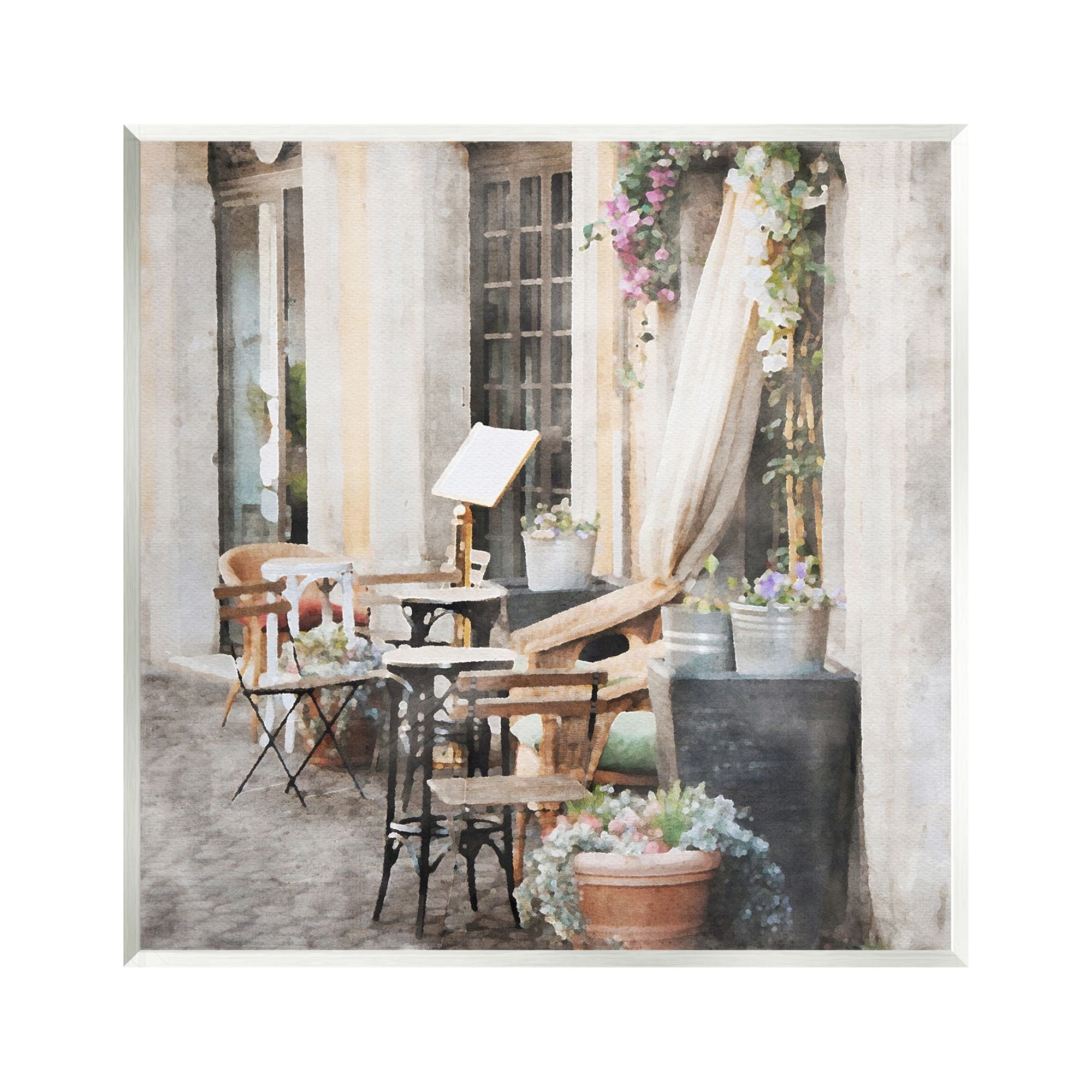Stupell Industries Floral Patio View Travel & Places Painting Unframed Art Print Wall Art, 12 x 12