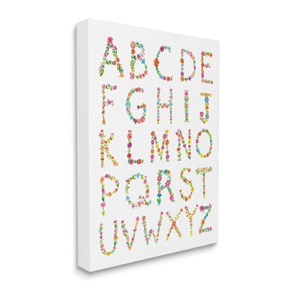 Stupell Industries Floral Pattern Alphabet Soft Chic Typography Canvas Wall Art, 16 x 20, Design by Farida Zaman