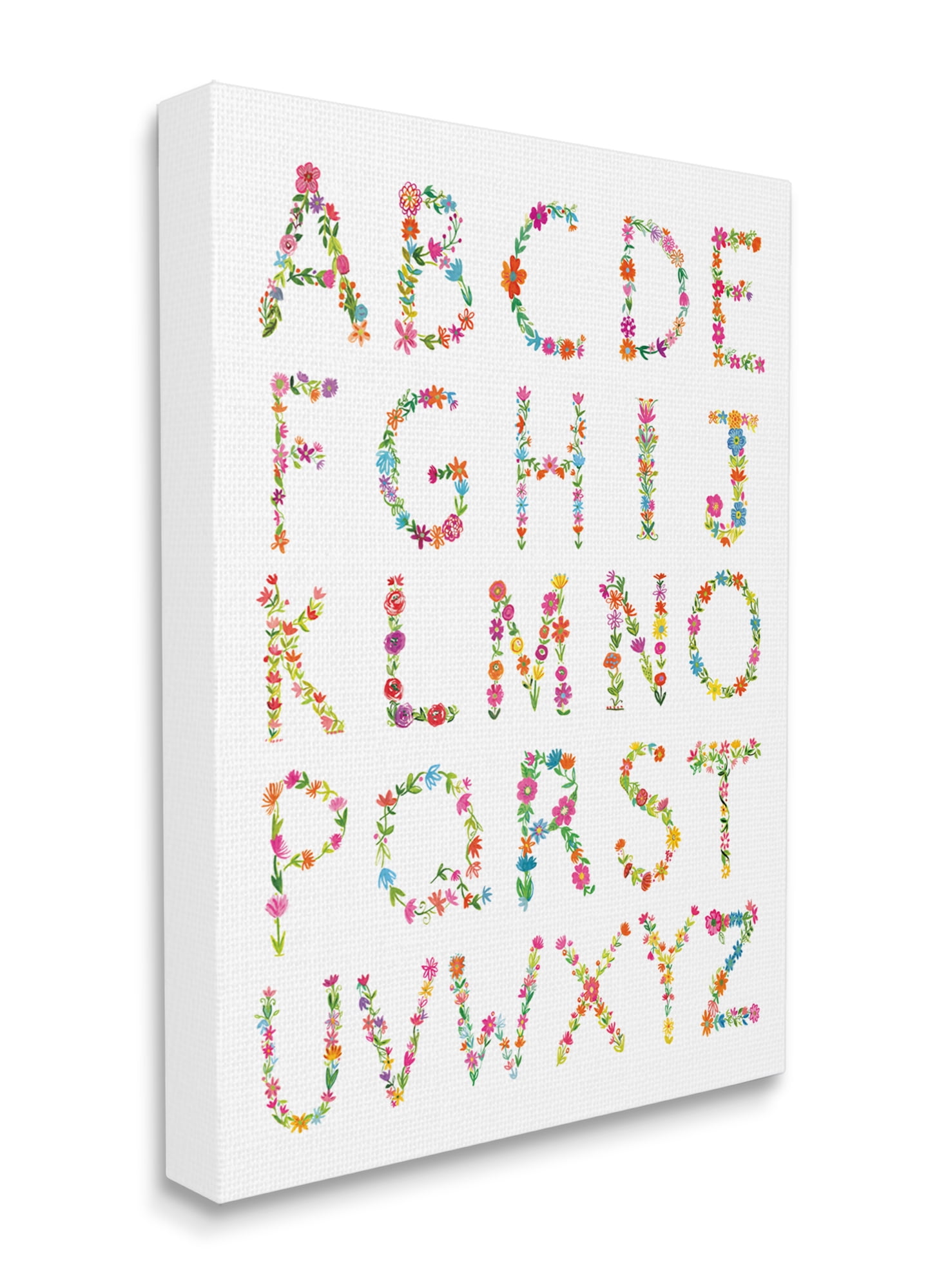 Stupell Industries Floral Pattern Alphabet Soft Chic Typography Canvas Wall Art, 30 x 40, Design by Farida Zaman