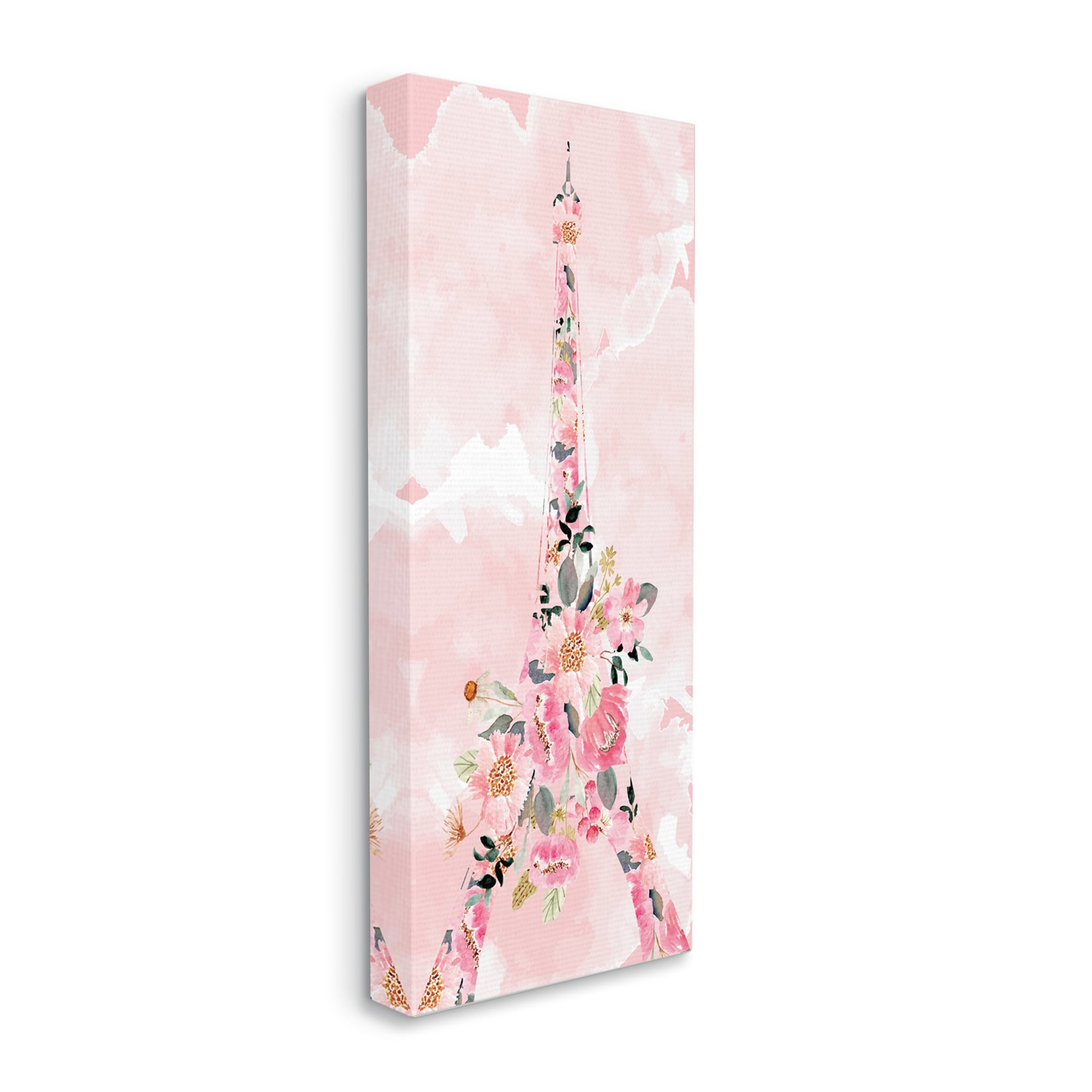 Stupell Industries Floral Pattern Eiffel Tower Pink Cloudy Sky, 17 x 40, Design by Kim Allen