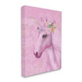 thumbnail image 1 of Stupell Industries Floral Pattern Pink Unicorn Adorable Mythical Creature, 24 x 30, Design by JunCo. Studio, 1 of 6