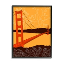 Stupell Industries Floral Pattern Water Bridge Graphic Art Black Framed Art Print Wall Art, Design by Shane Donahue