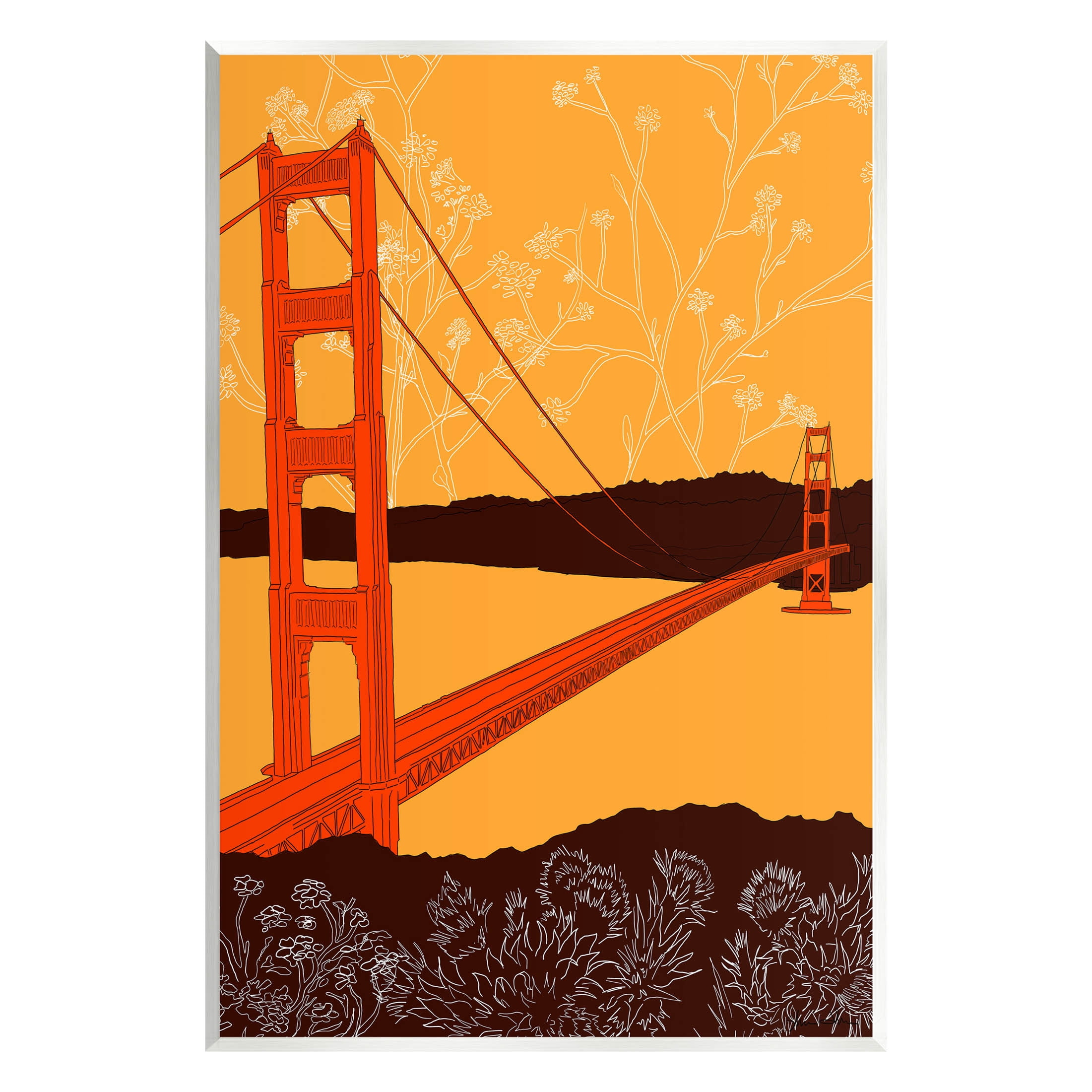 Stupell Industries Floral Pattern Water Bridge Graphic Art Unframed Art Print Wall Art, Design by Shane Donahue