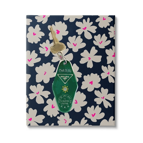 Stupell Industries Floral Patterned Glam Key Beauty & Fashion Painting Gallery Wrapped Canvas Art Print Wall Art, 16 x 20