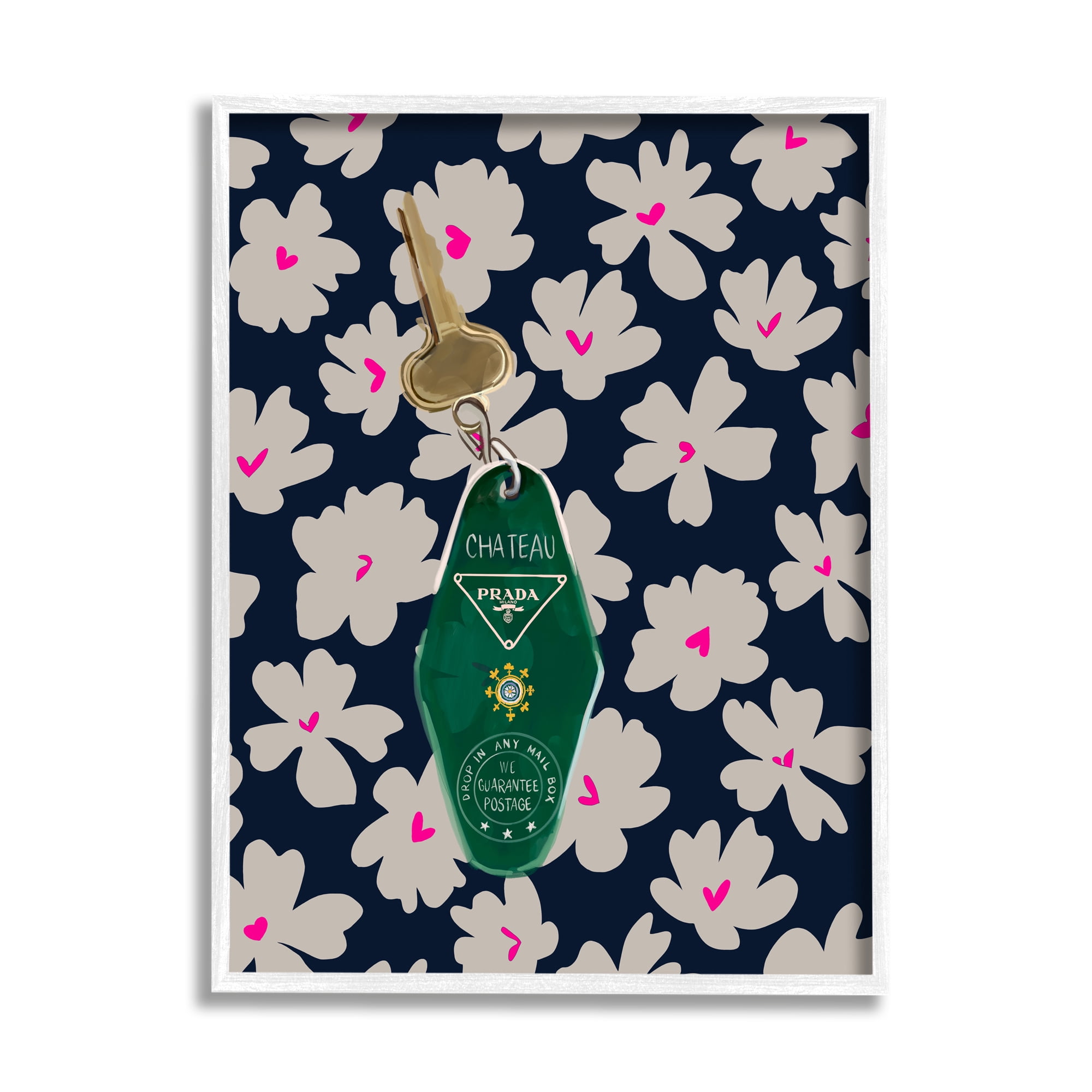 Stupell Industries Floral Patterned Glam Key Beauty & Fashion Painting White Framed Art Print Wall Art, 24 x 30
