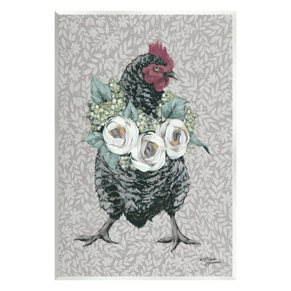 Stupell Industries Floral Patterned Hen Animals & Insects Painting Unframed Art Print Wall Art, 10 x 15