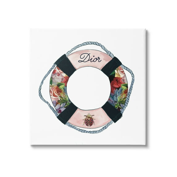 Stupell Industries Floral Patterned Life Preserver Upscale Fashion Motif Graphic Art Gallery Wrapped Canvas Print Wall Art, Design by Amelia Noyes