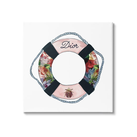 Stupell Industries Floral Patterned Life Preserver Upscale Fashion Motif Graphic Art Gallery Wrapped Canvas Print Wall Art, Design by Amelia Noyes