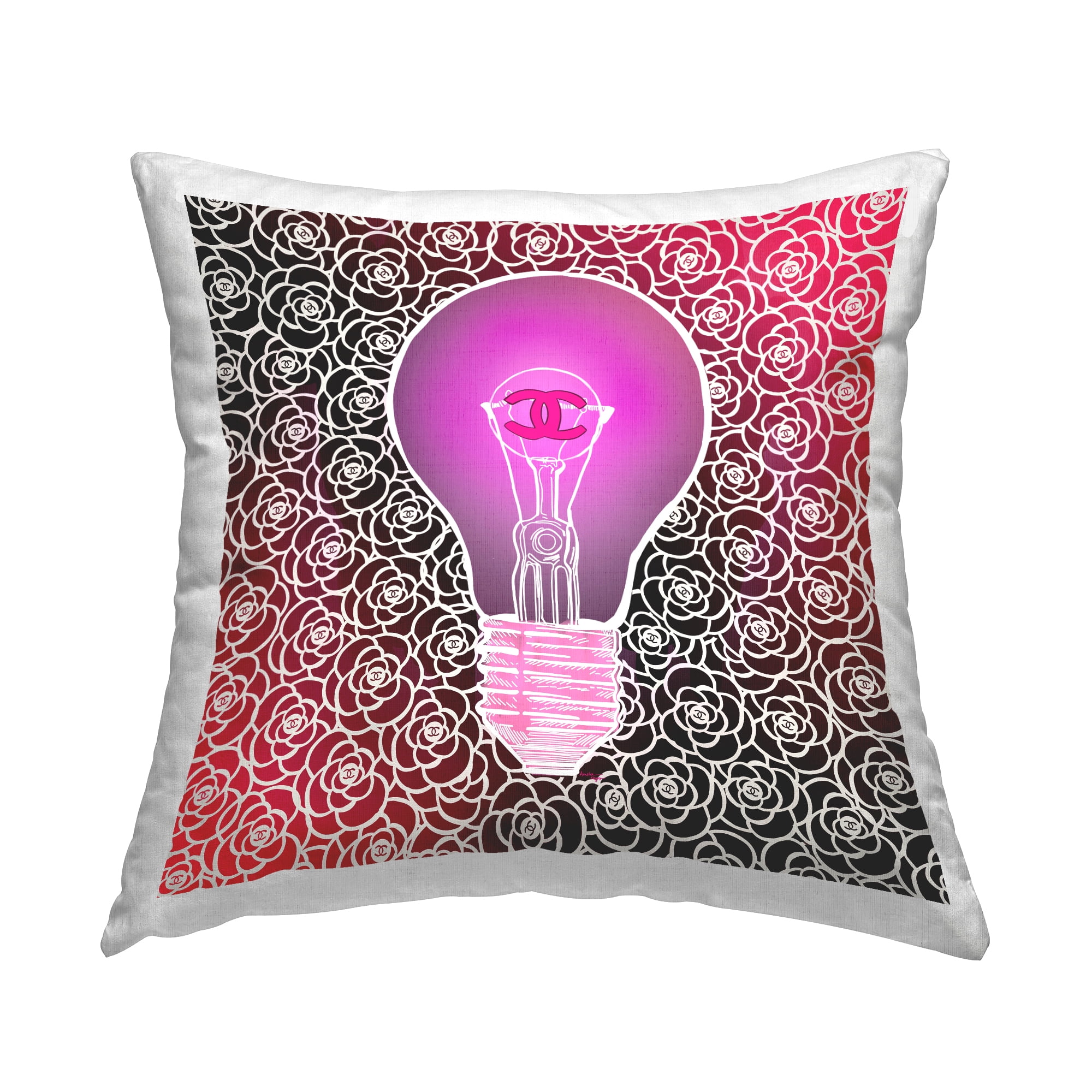 Stupell Industries Floral Patterned Lightbulb Decorative Printed Throw Pillow, 18 x 18