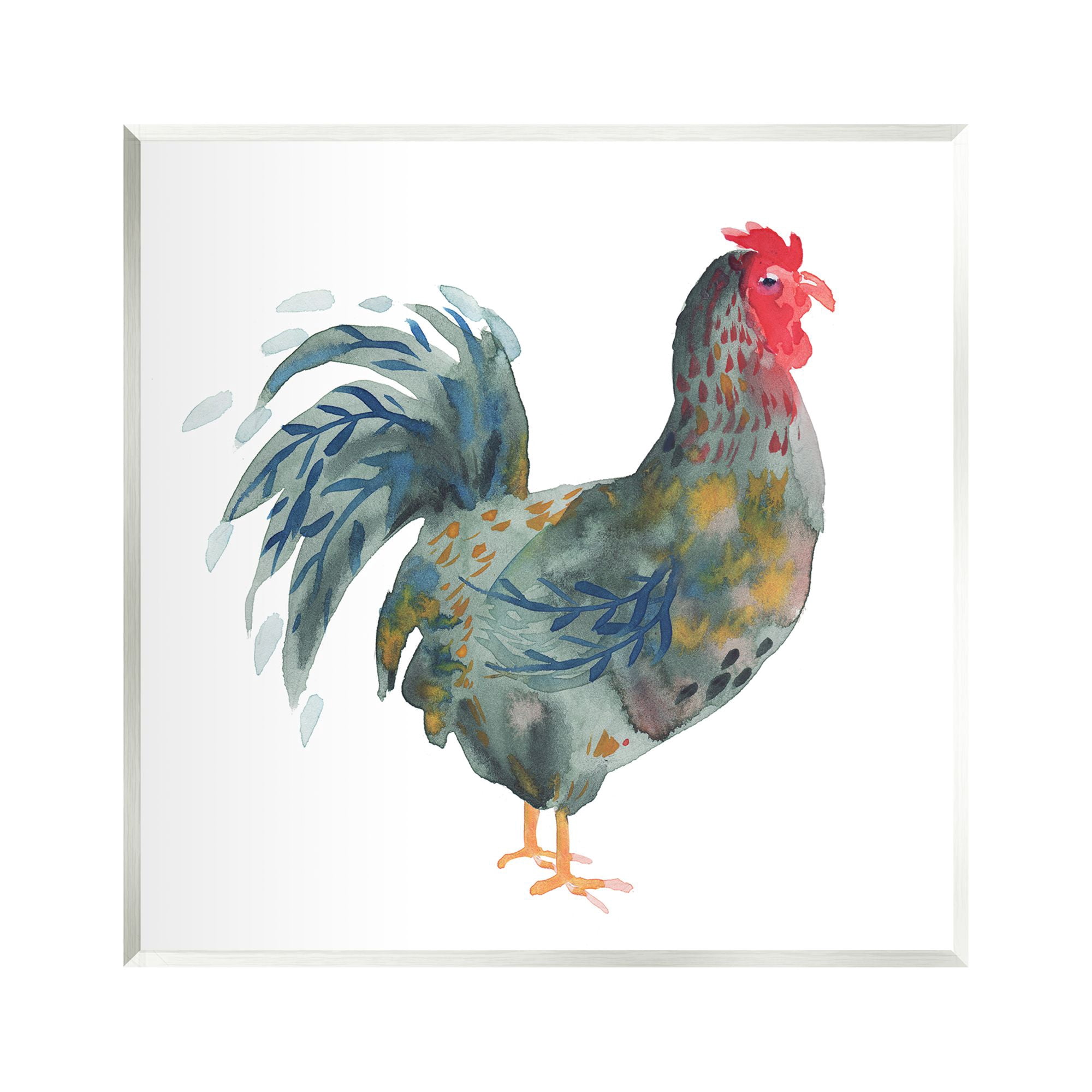 Stupell Industries Floral Patterned Rooster Animals & Insects Painting Unframed Art Print Wall Art, 12 x 12