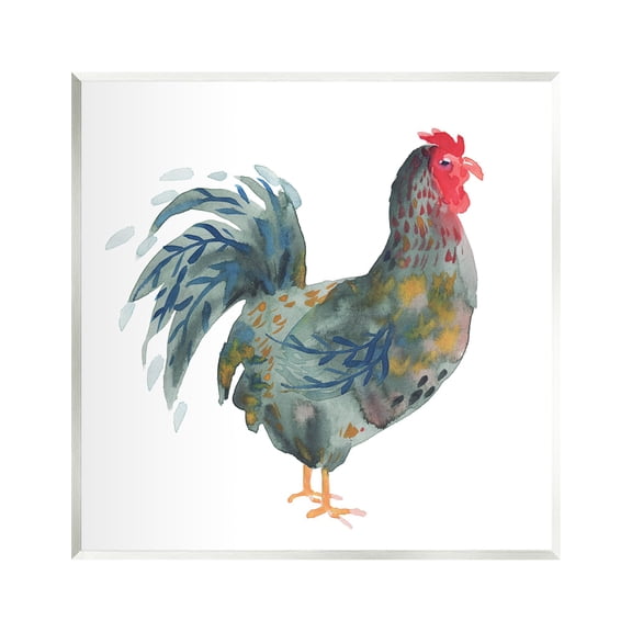Stupell Industries Floral Patterned Rooster Animals & Insects Painting Unframed Art Print Wall Art, 12 x 12