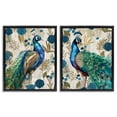 thumbnail image 1 of Stupell Industries Traditional Floral Peacock Pride Black 2pc Floating Frame Art Set, 25 x 31 each, by Kim Allen, 1 of 7