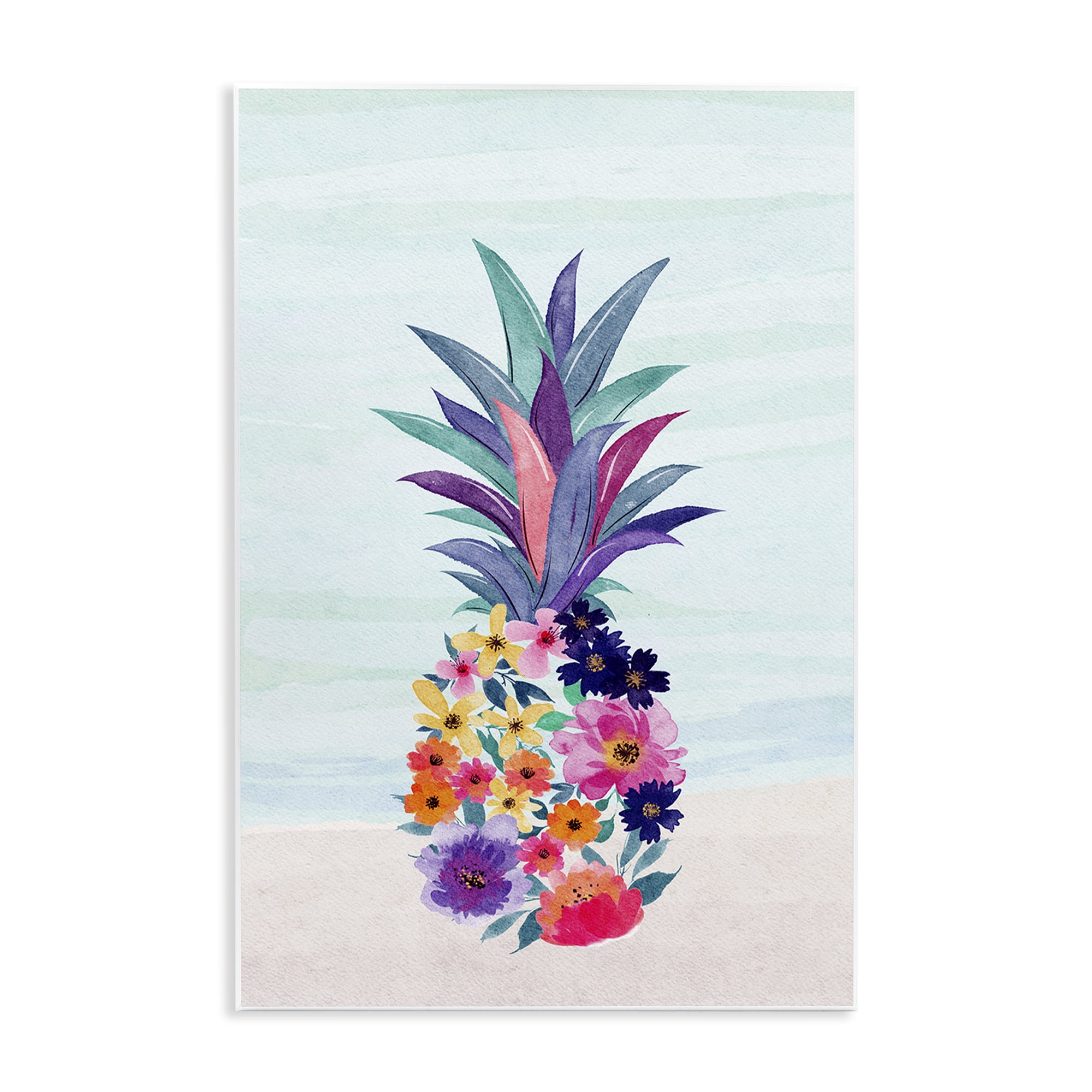 Stupell Industries Floral Pineapple Beach Plants & Flowers Painting Unframed Art Print Wall Art, 13 x 19