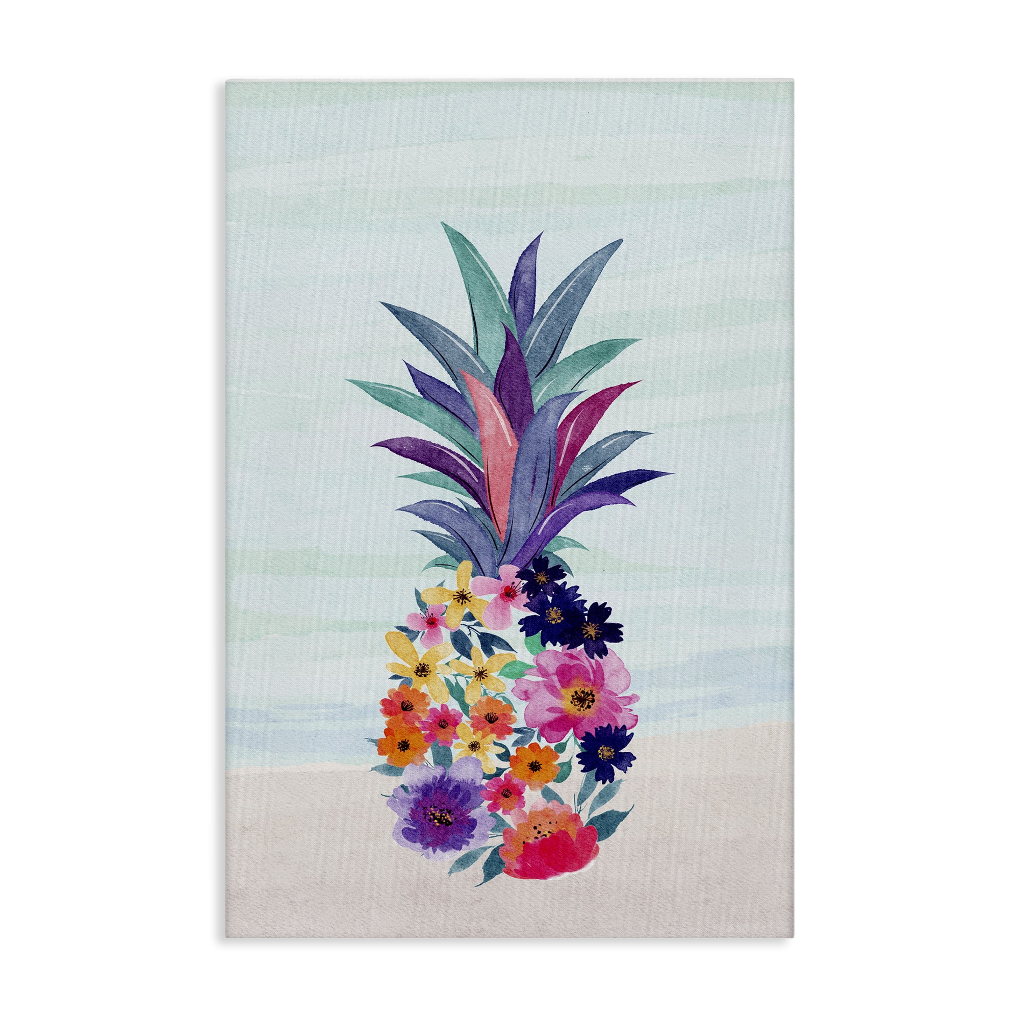 Stupell Industries Floral Pineapple Beach Plants & Flowers Painting Wrapped Canvas Art Print Wall Art, 24 x 36