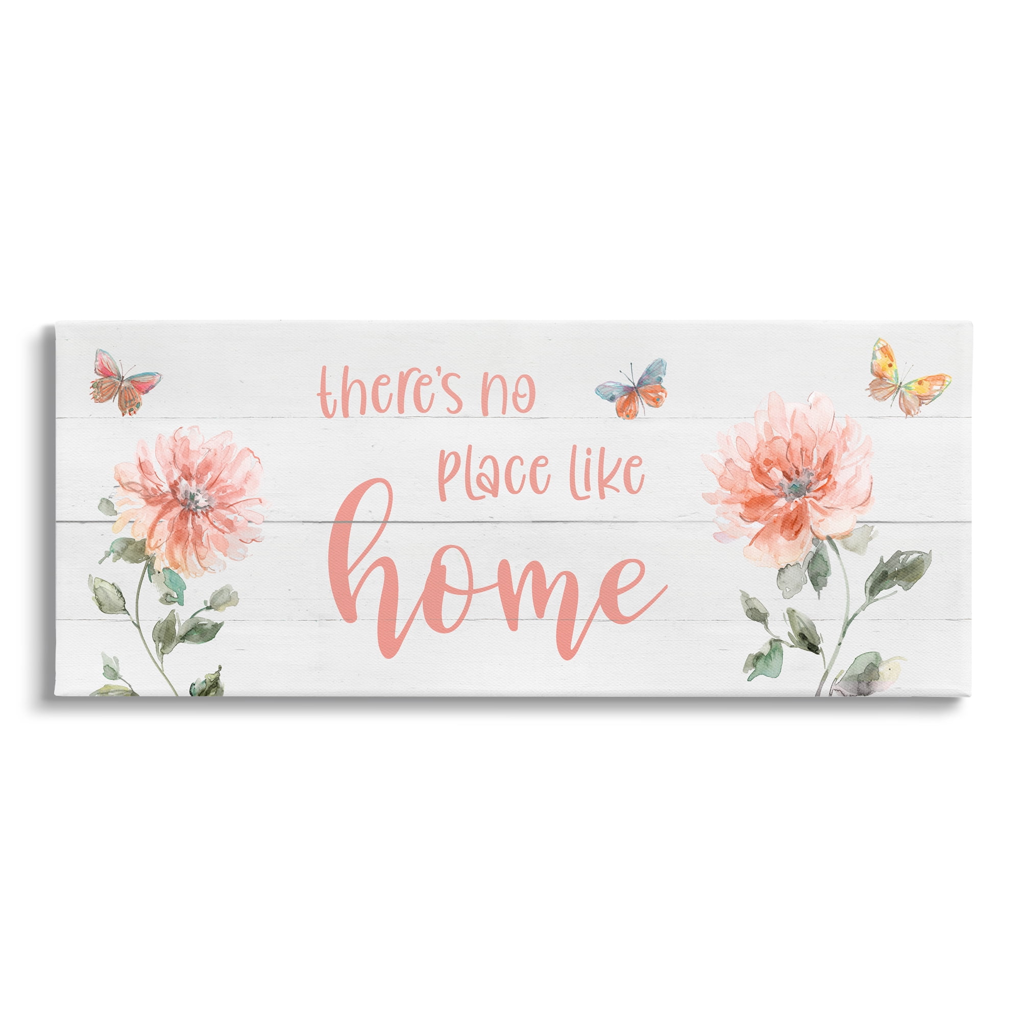 Stupell Industries Floral Pink Home Phrase Botanical & Floral Painting Gallery Wrapped Canvas Art Print Wall Art, 30 x 13