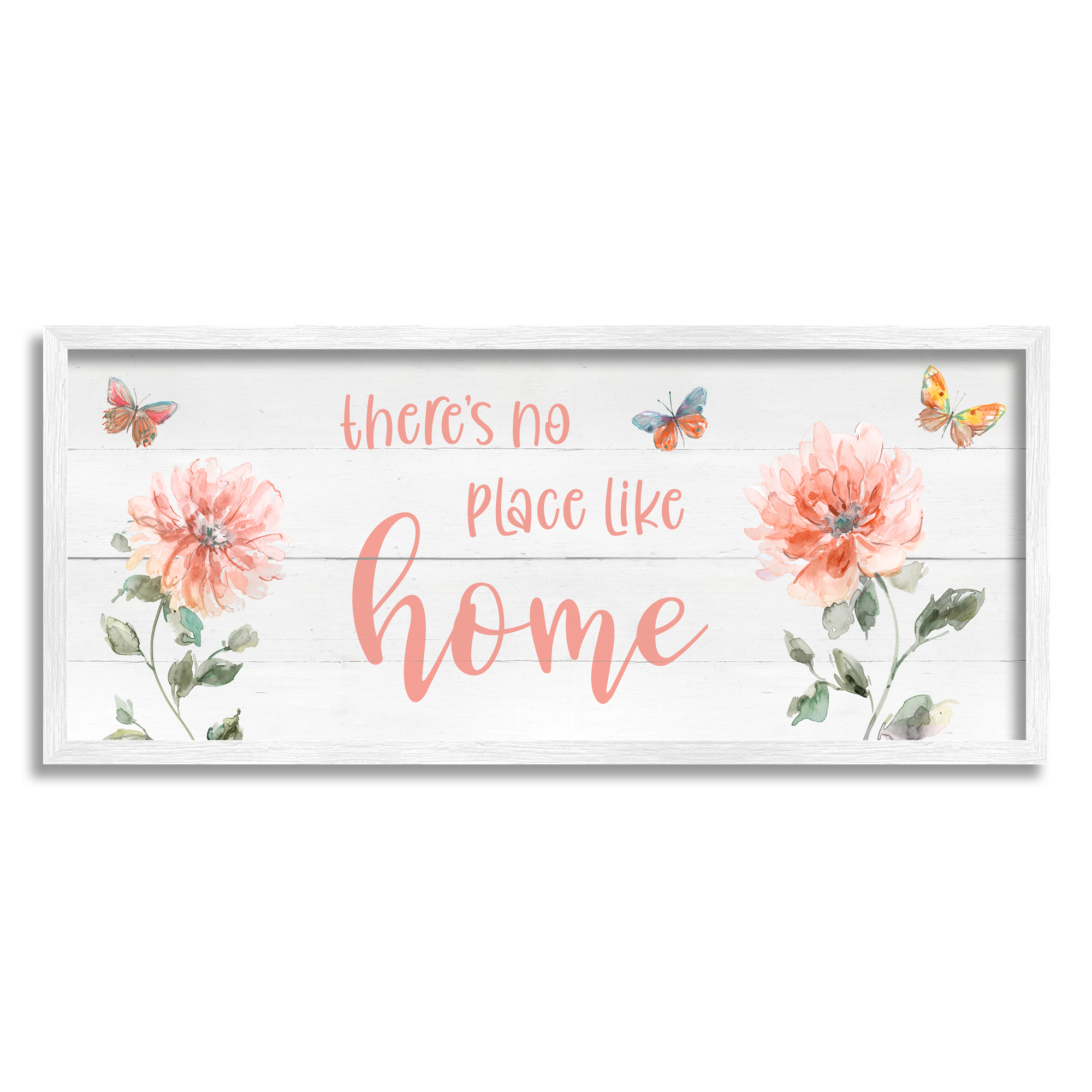 Stupell Industries Floral Pink Home Phrase Botanical & Floral Painting White Framed Art Print Wall Art, 24 x 10