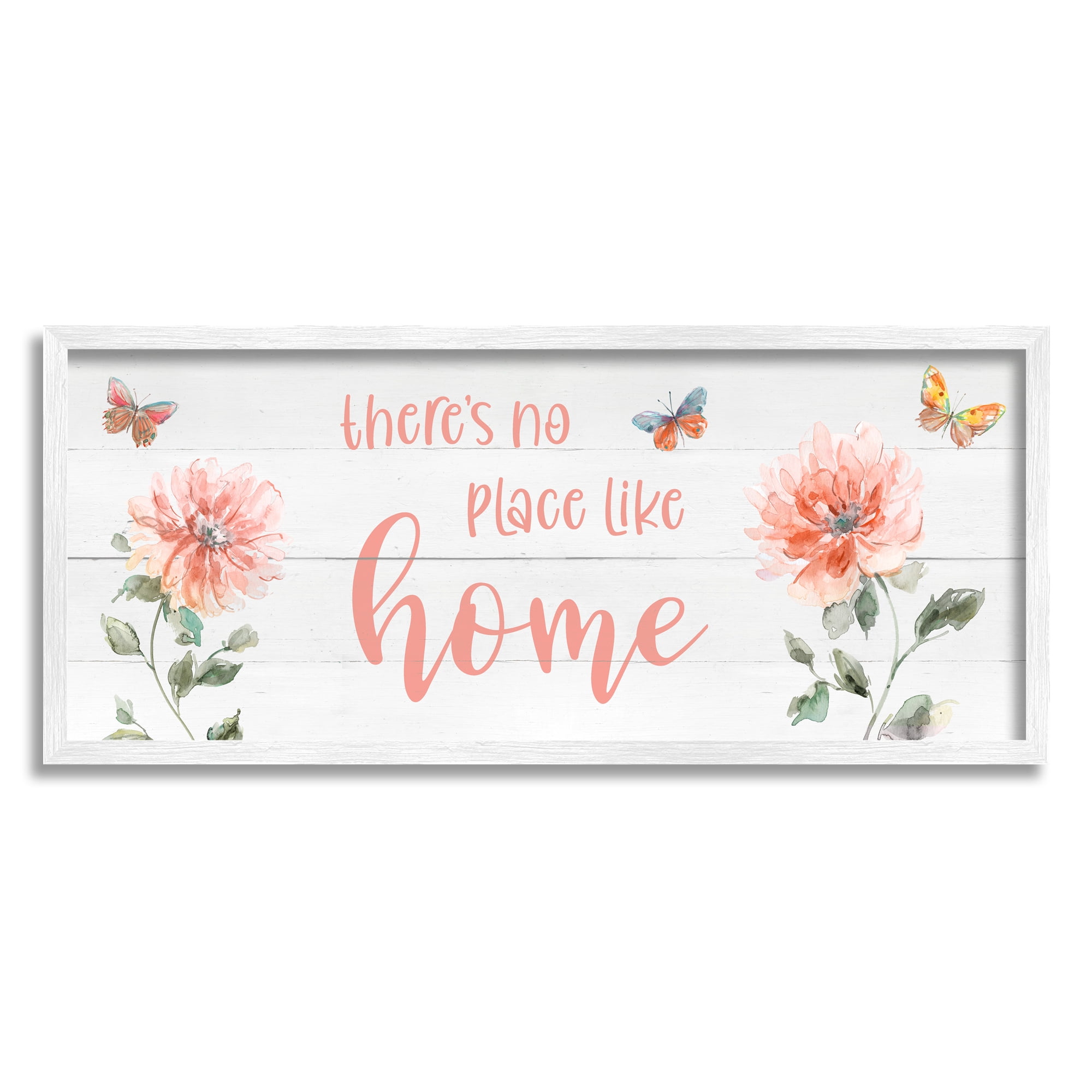 Stupell Industries Floral Pink Home Phrase Botanical & Floral Painting White Framed Art Print Wall Art, 30 x 13