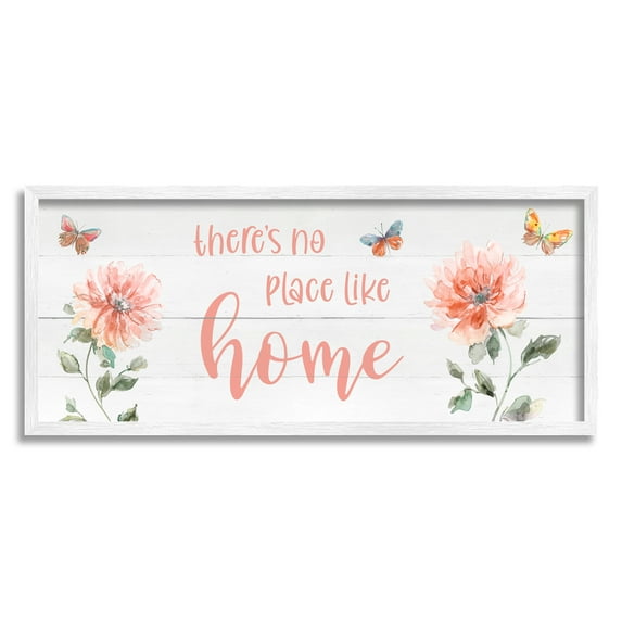 Stupell Industries Floral Pink Home Phrase Botanical & Floral Painting White Framed Art Print Wall Art, 30 x 13