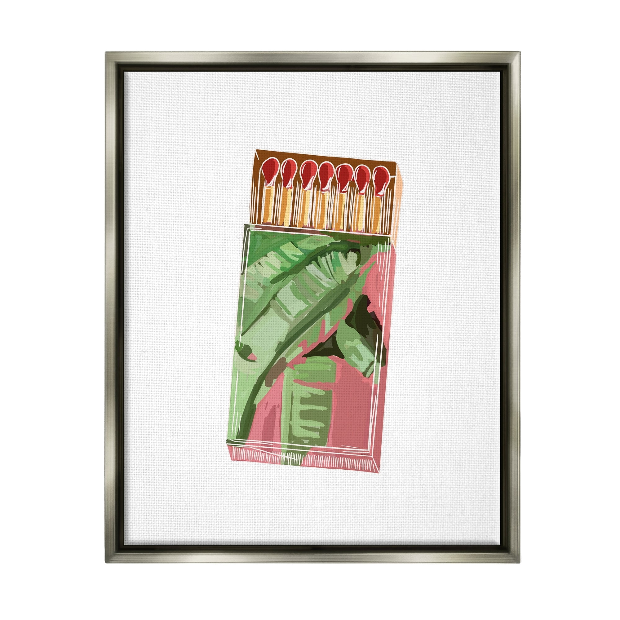Stupell Industries Floral Pink Matchbox Design Square Cutout Shape Graphic Art Luster Gray Floating Framed Canvas Print Wall Art, Design by Amelia Noyes