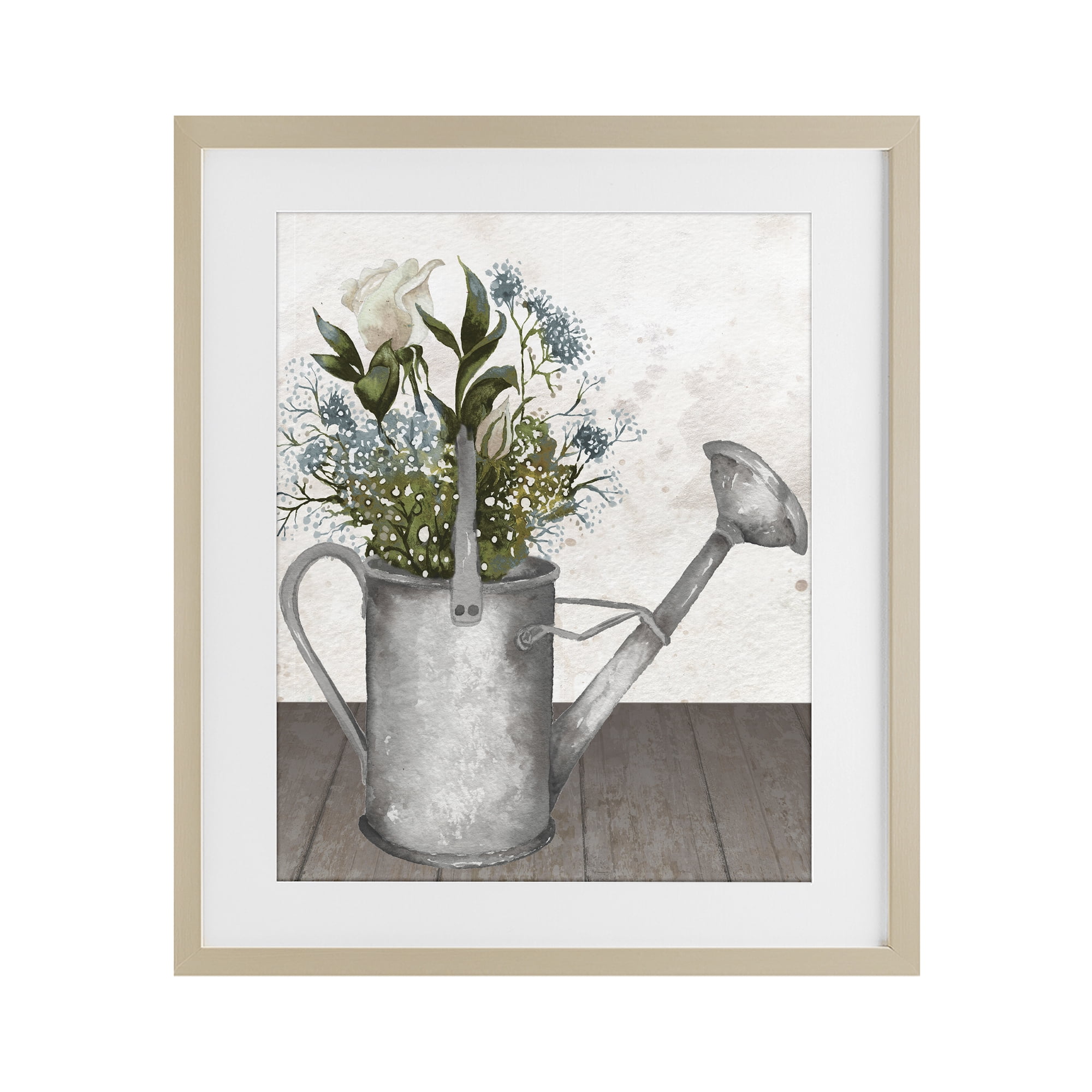 Stupell Industries Floral Pitcher Watering Can Birch Framed Print Under Glass, design by Elizabeth Medley