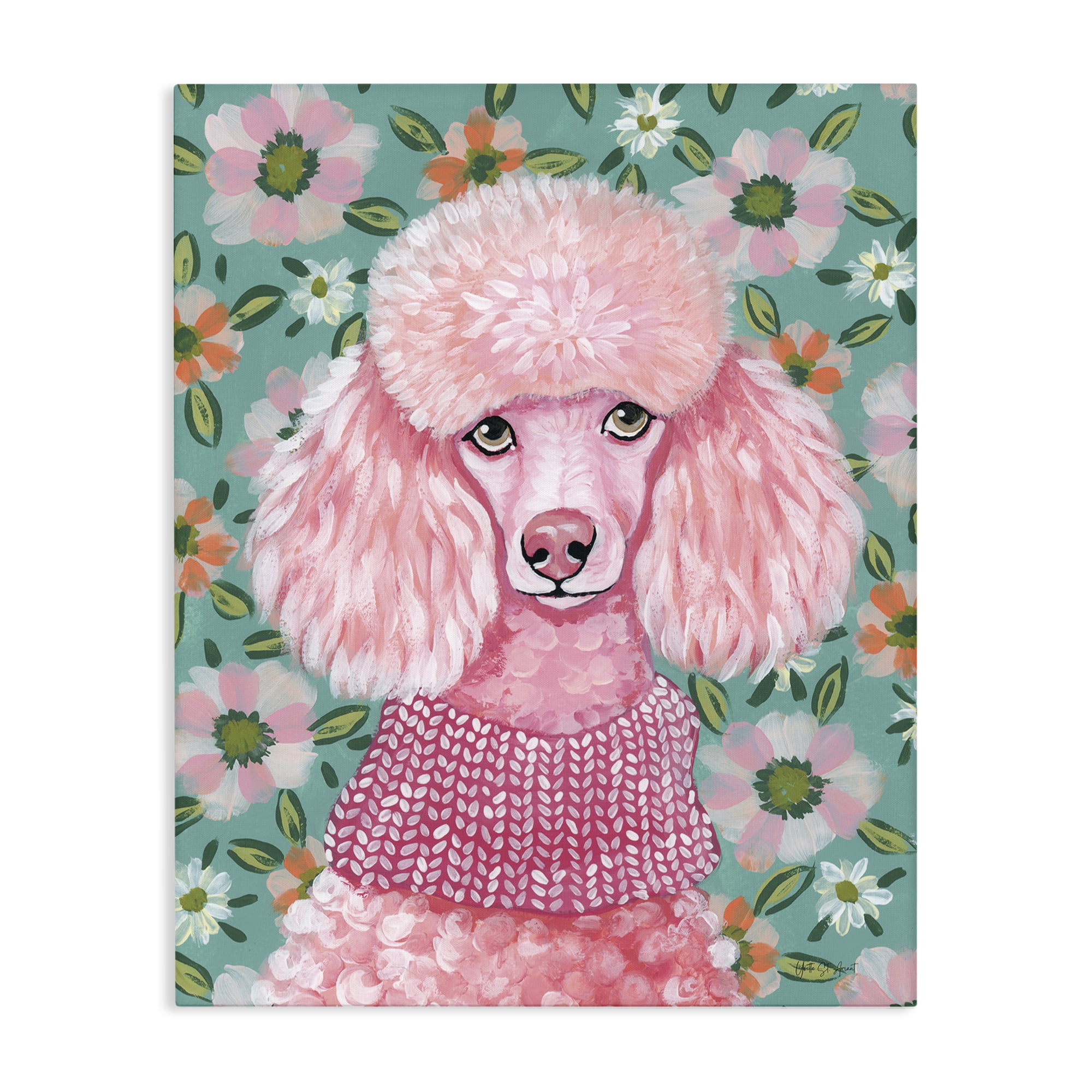 Stupell Industries Floral Poodle In Pink Canvas Wall Art, design by Yvette St. Amant