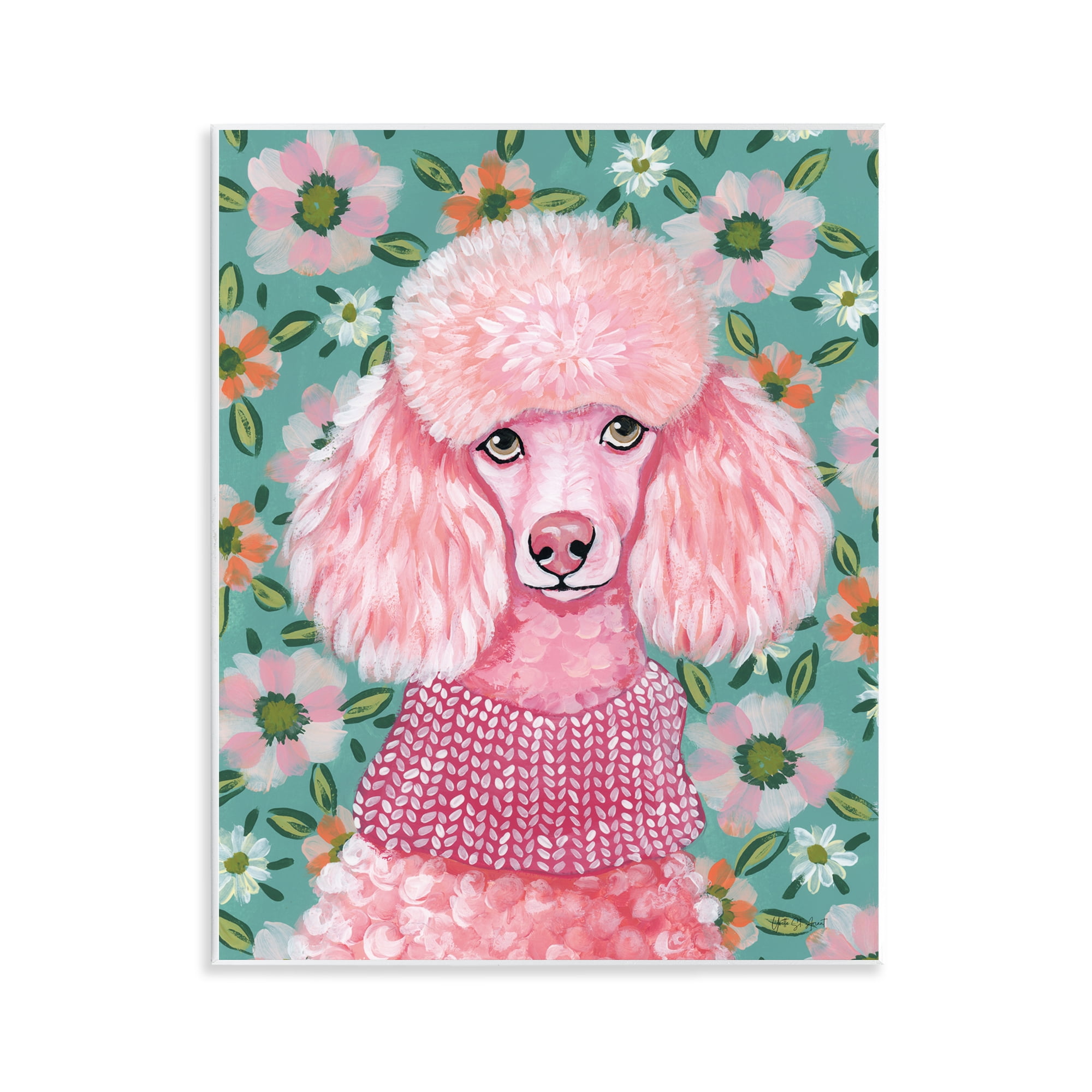 Stupell Industries Floral Poodle In Pink Wall Plaque Art, design by Yvette St. Amant