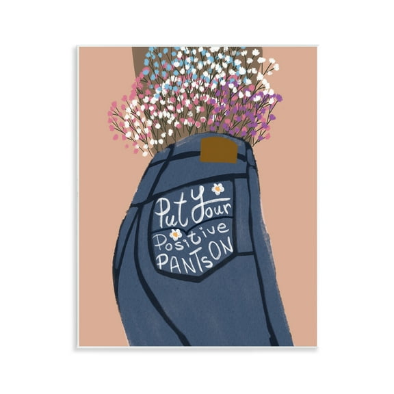 Stupell Industries Floral Positive Pants Novelty Painting Unframed Art Print Wall Art, 11 x 14