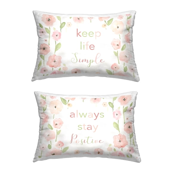 Stupell Industries Floral Positivity Statements Decorative Printed Throw Pillow Design by Carol Robinson.