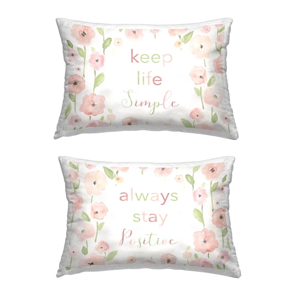 Stupell Industries Floral Positivity Statements Decorative Printed Throw Pillow Design by Carol Robinson.