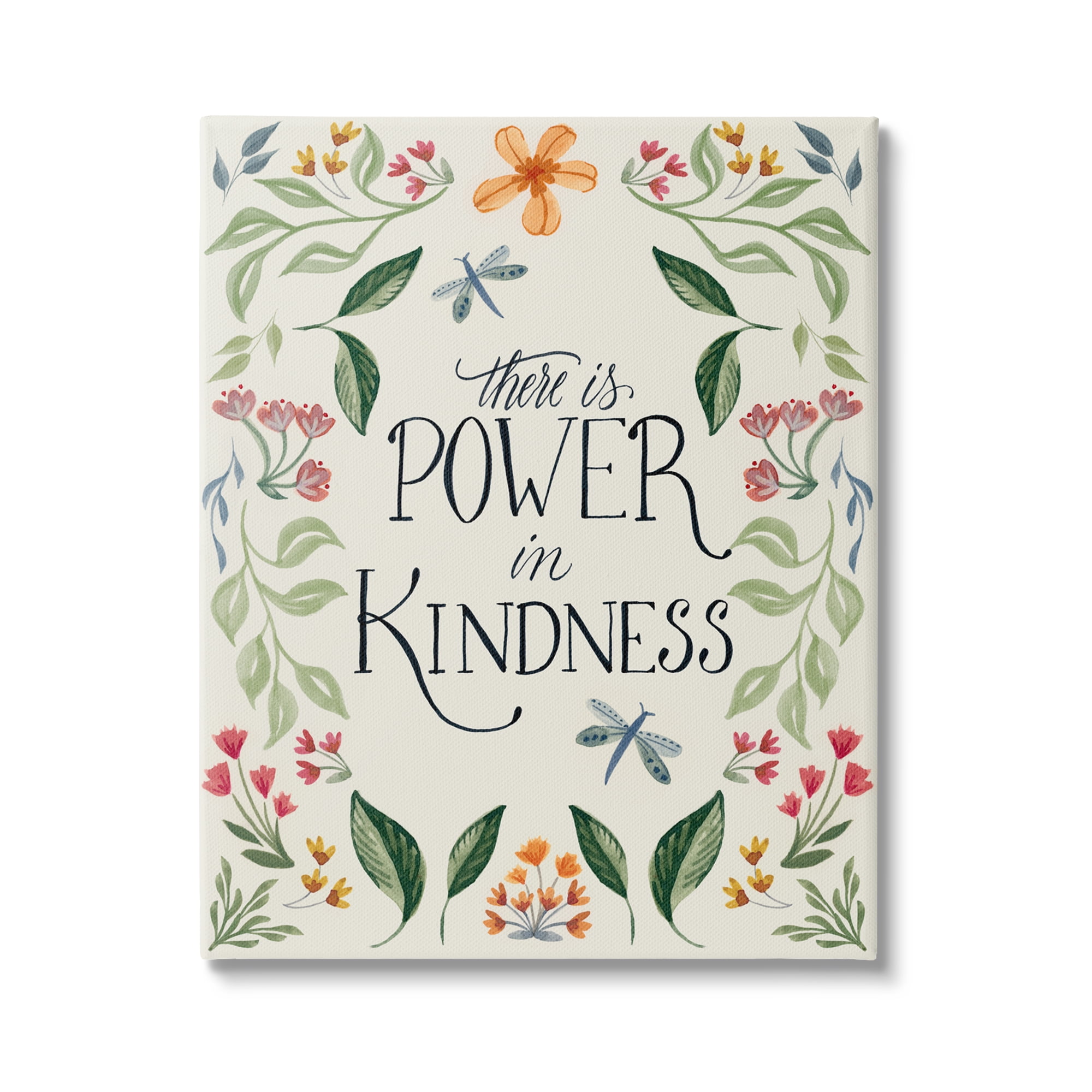 Stupell Industries Floral Power in Kindness Botanical & Floral Painting Gallery Wrapped Canvas Art Print Wall Art, 16 x 20