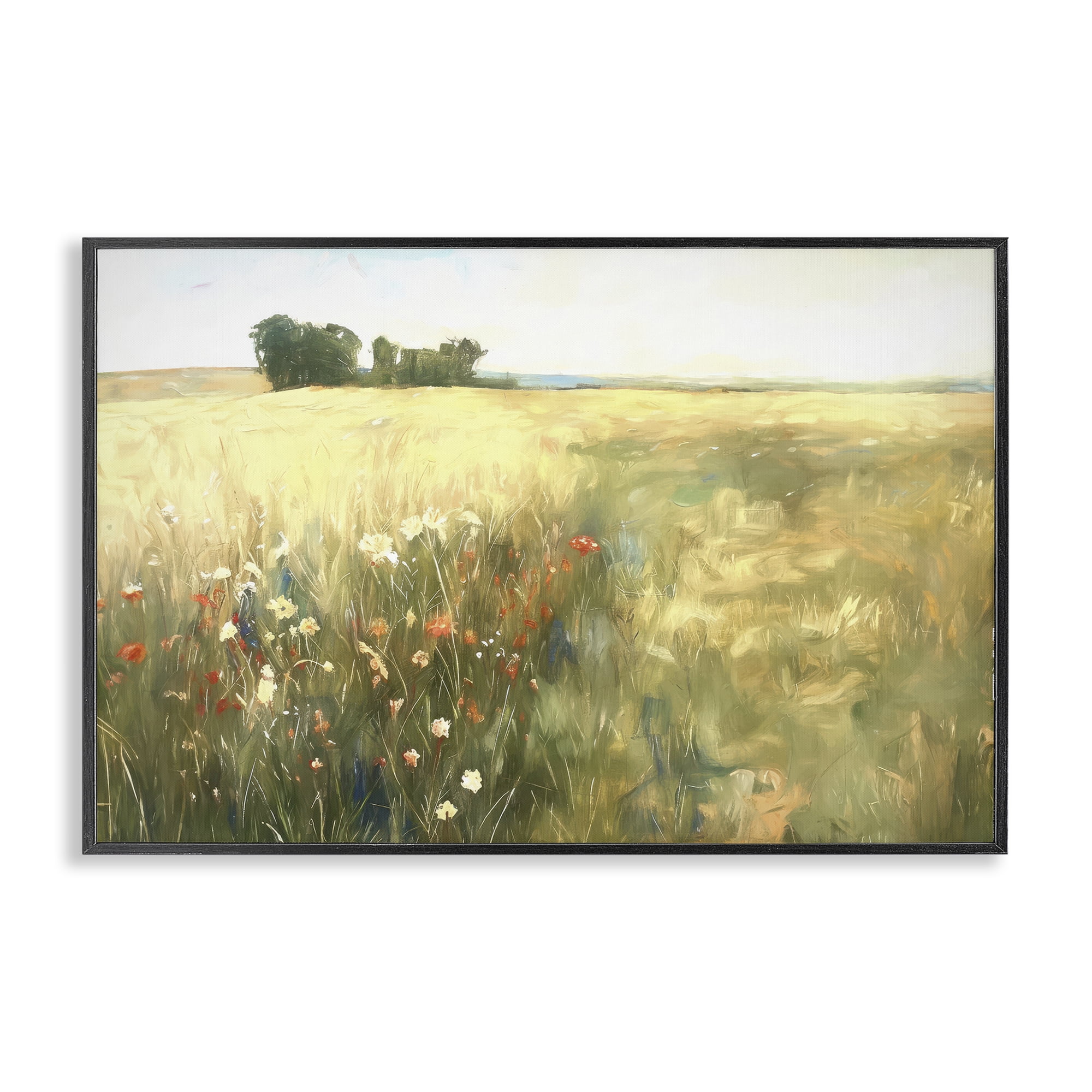 Stupell Industries Floral Prairie Meadow Landscape & Nature Painting Black Framed Art Print Wall Art, 24 x 16