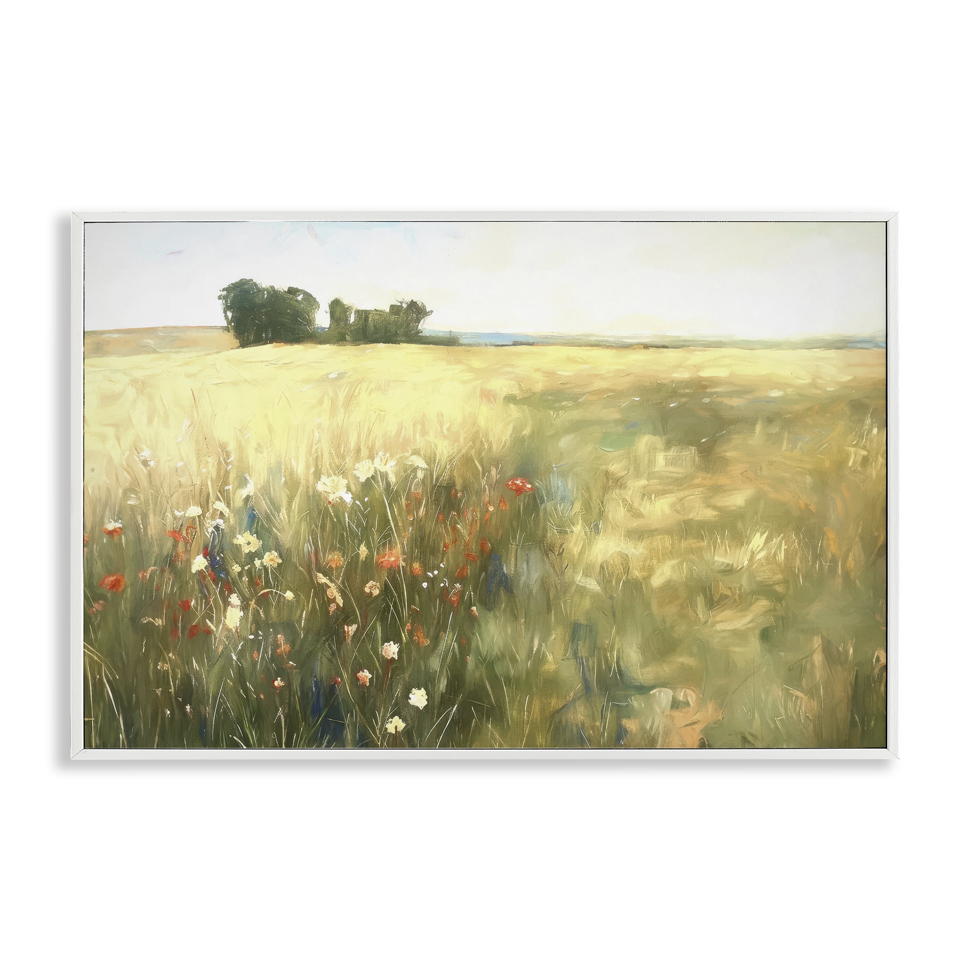 Stupell Industries Floral Prairie Meadow Landscape & Nature Painting White Framed Art Print Wall Art, 18 x 12