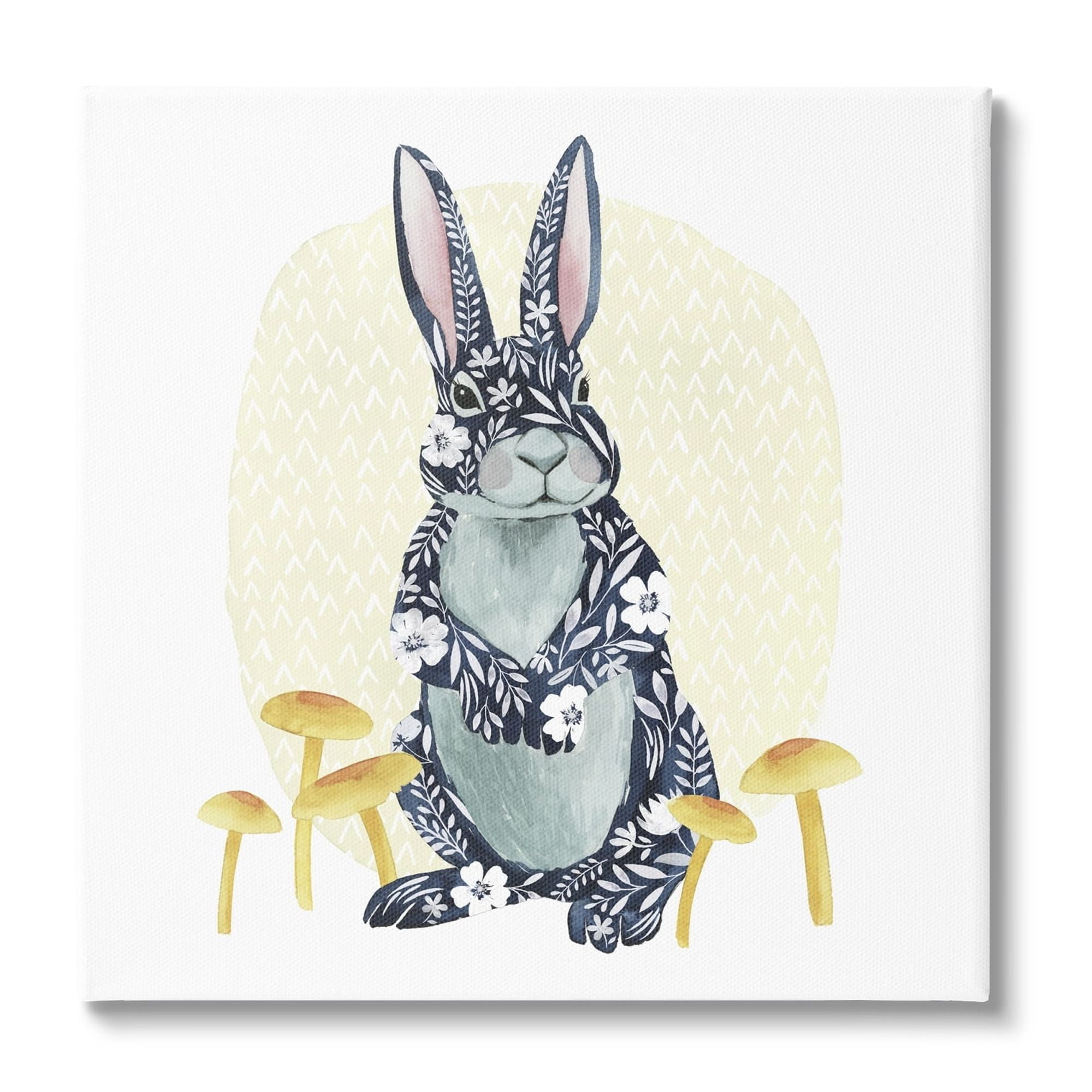 Stupell Industries Floral Rabbit & Mushrooms Animals & Insects Painting Gallery Wrapped Canvas Print Wall Art