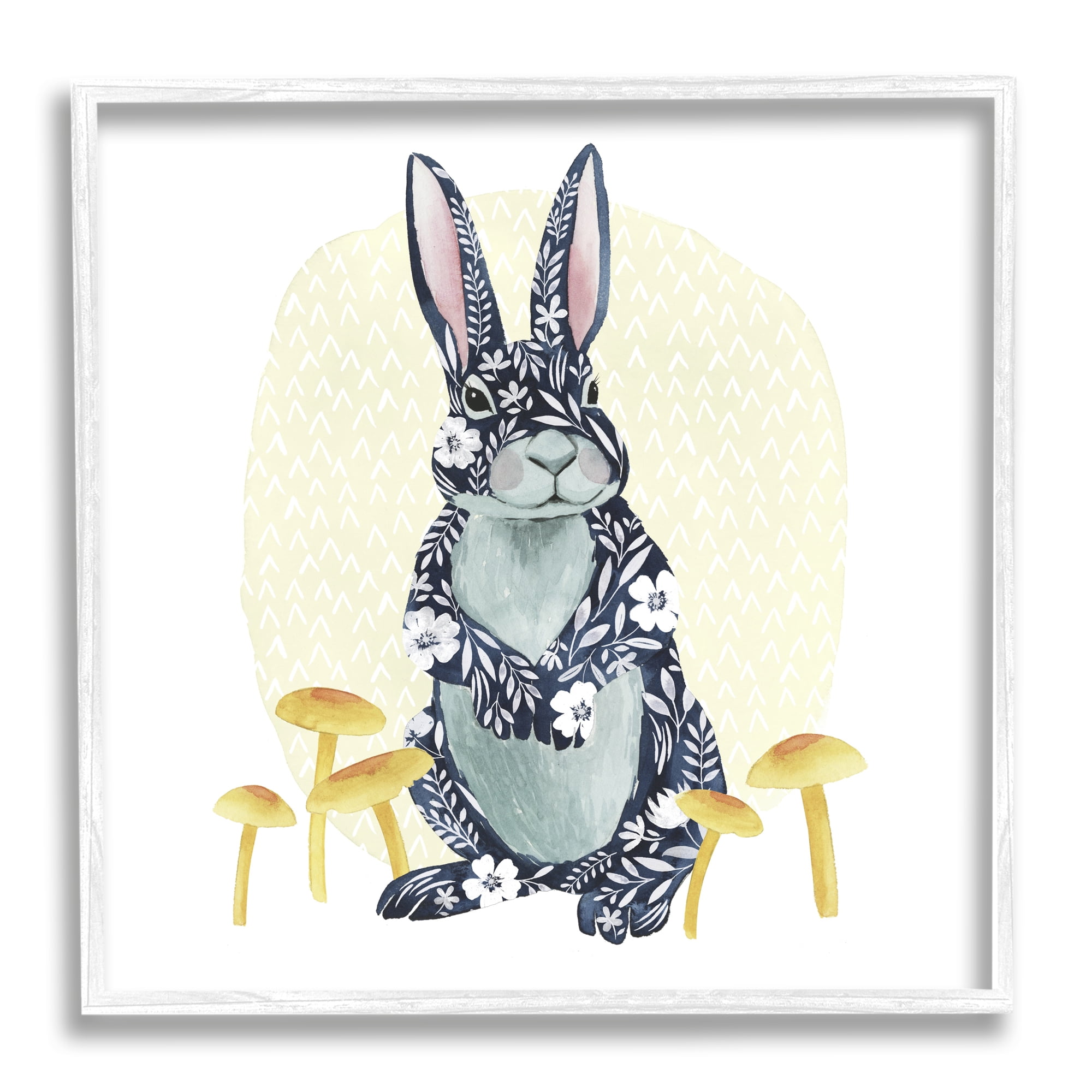 Stupell Industries Floral Rabbit & Mushrooms Animals & Insects Painting White Framed Art Print Wall Art