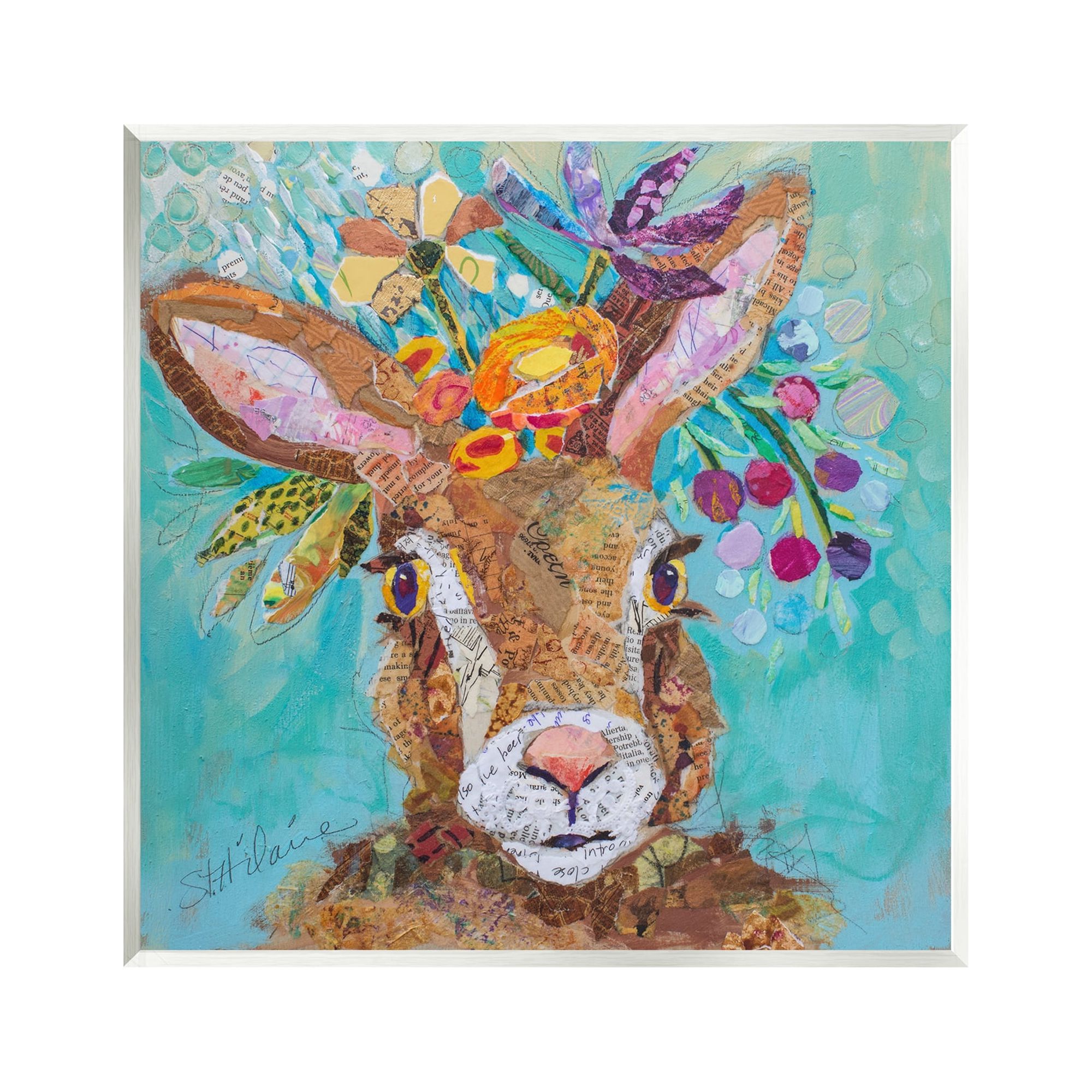 Stupell Industries Floral Rabbit Portrait Animals & Insects Painting Unframed Art Print Wall Art, 12 x 12