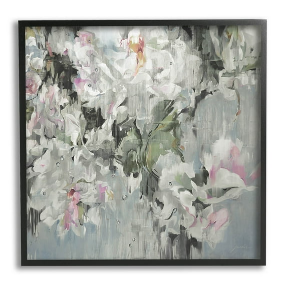 Stupell Industries Floral Rain Drip Arrangement Painting Black Framed Art Print Wall Art, Design by Liz Jardine