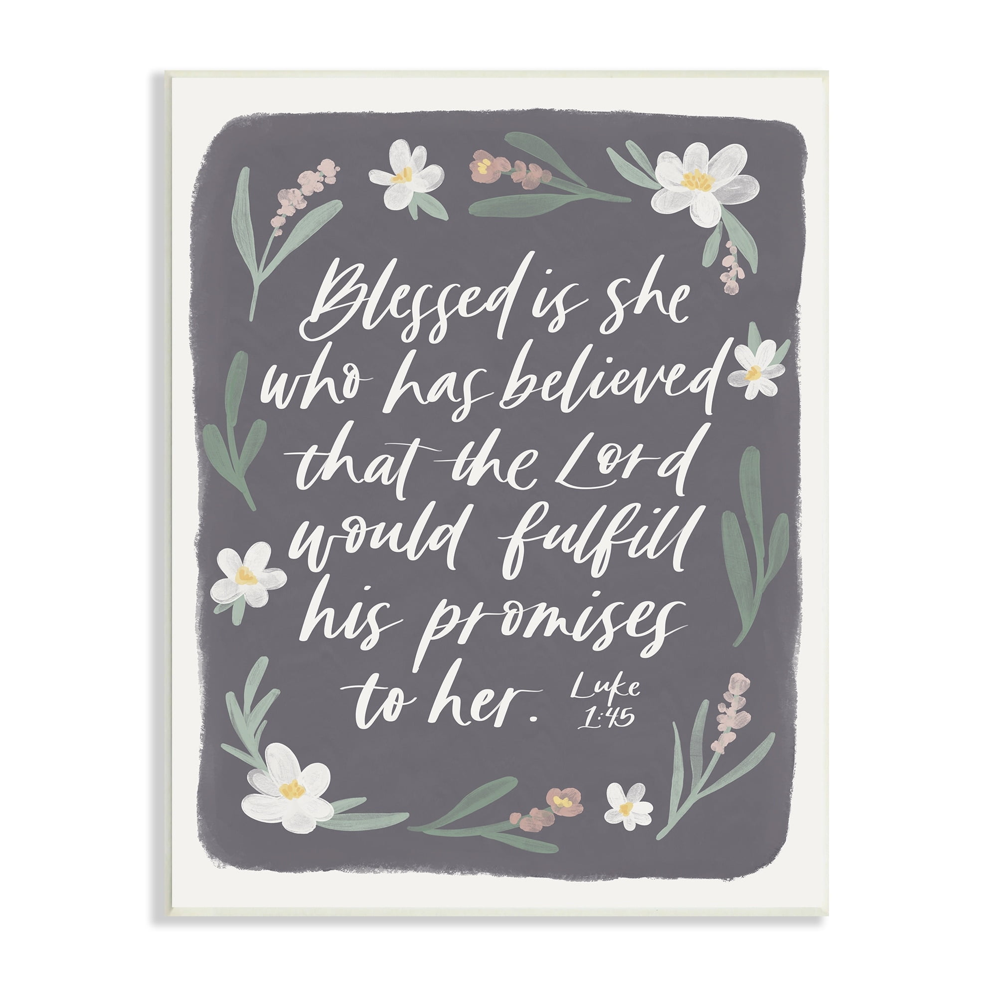 Stupell Industries Floral Religious Verse Calligraphy Script Botanical Border Graphic Art Unframed Art Print Wall Art, Design by Amanda Houston