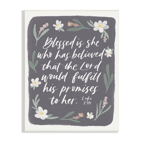 Stupell Industries Floral Religious Verse Calligraphy Script Botanical Border Graphic Art Unframed Art Print Wall Art, Design by Amanda Houston