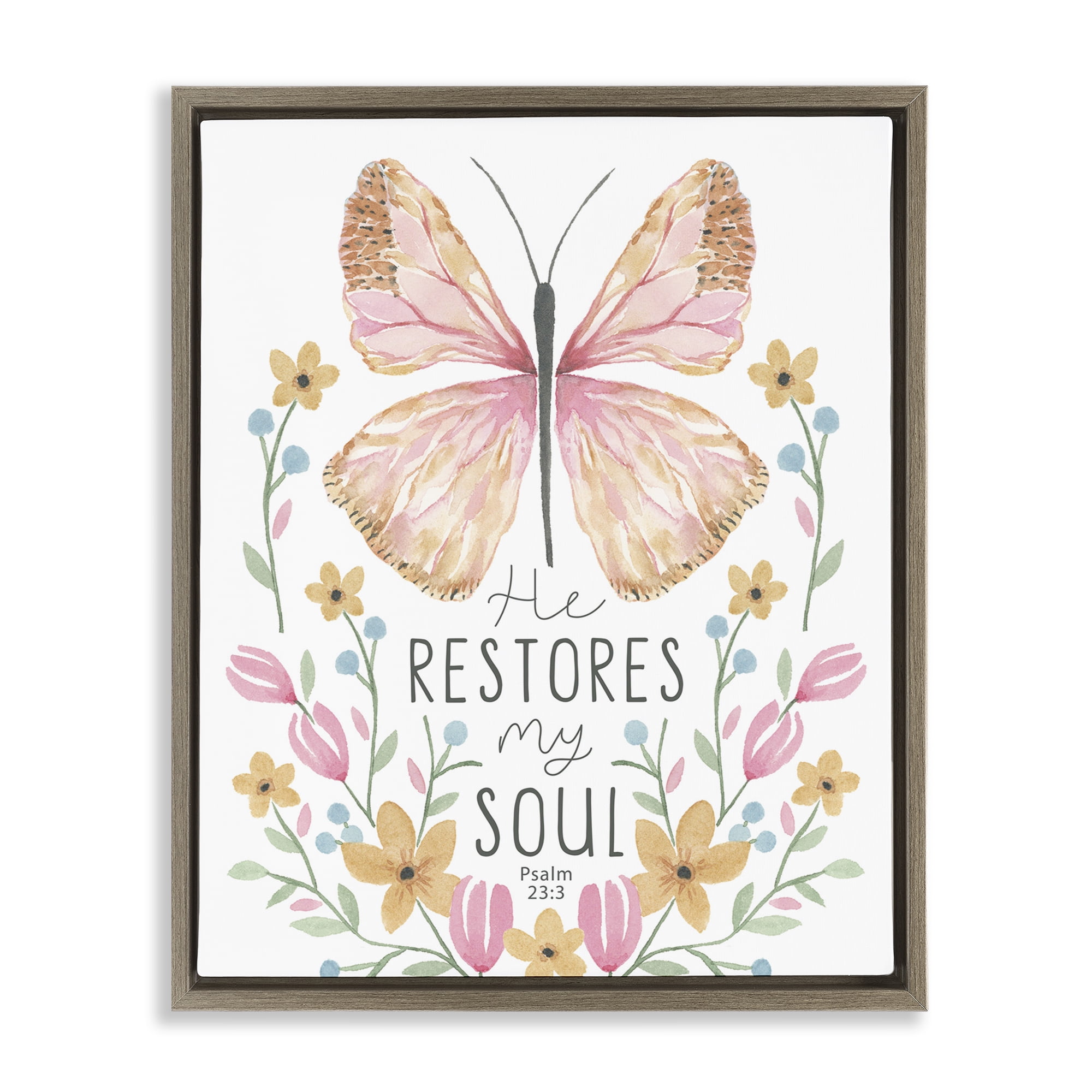 Stupell Industries Floral Restores My Soul Religious Painting Brown ...