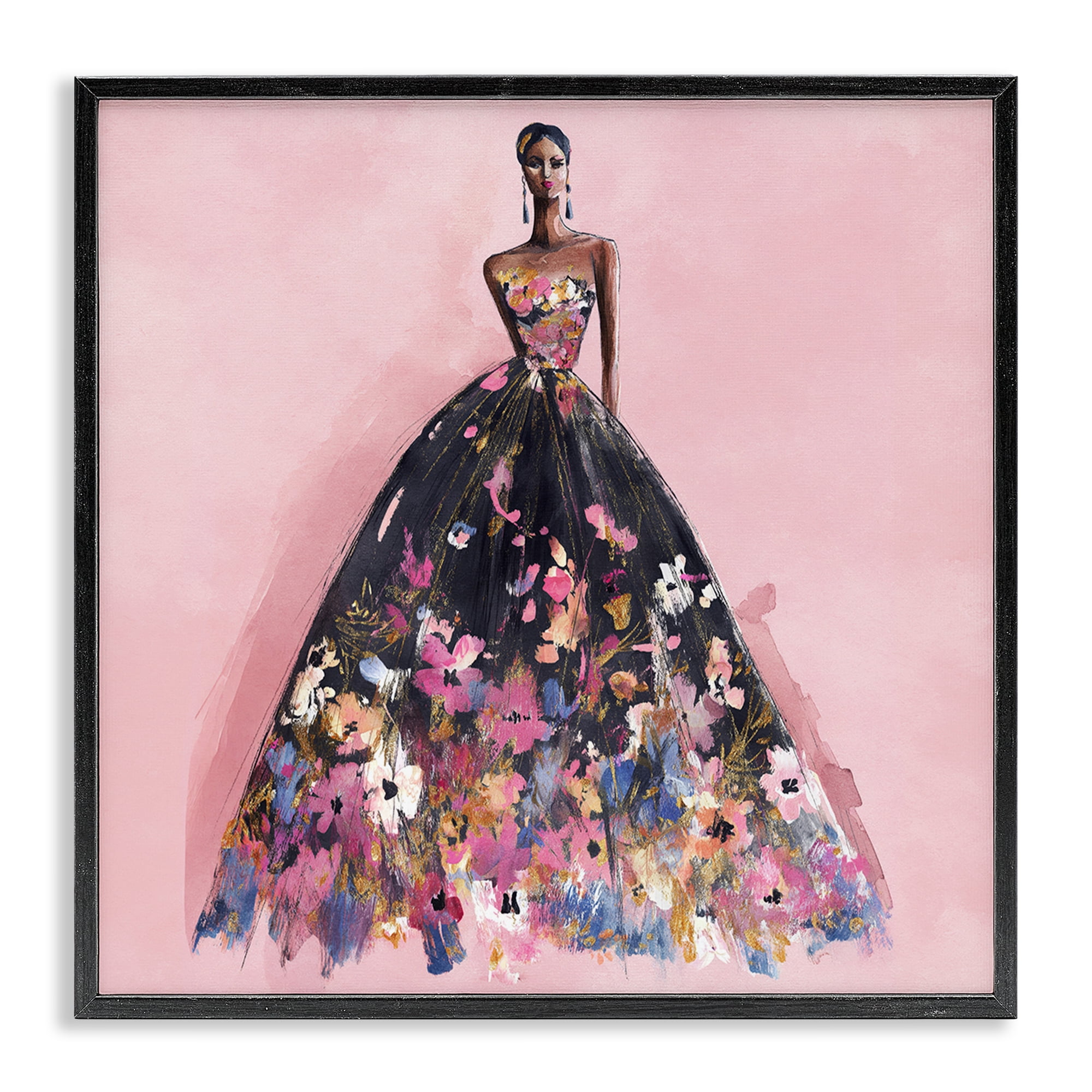 Stupell Industries Floral Reverie Gown Black Framed Giclee Art, design by Svetlana Aleynikova