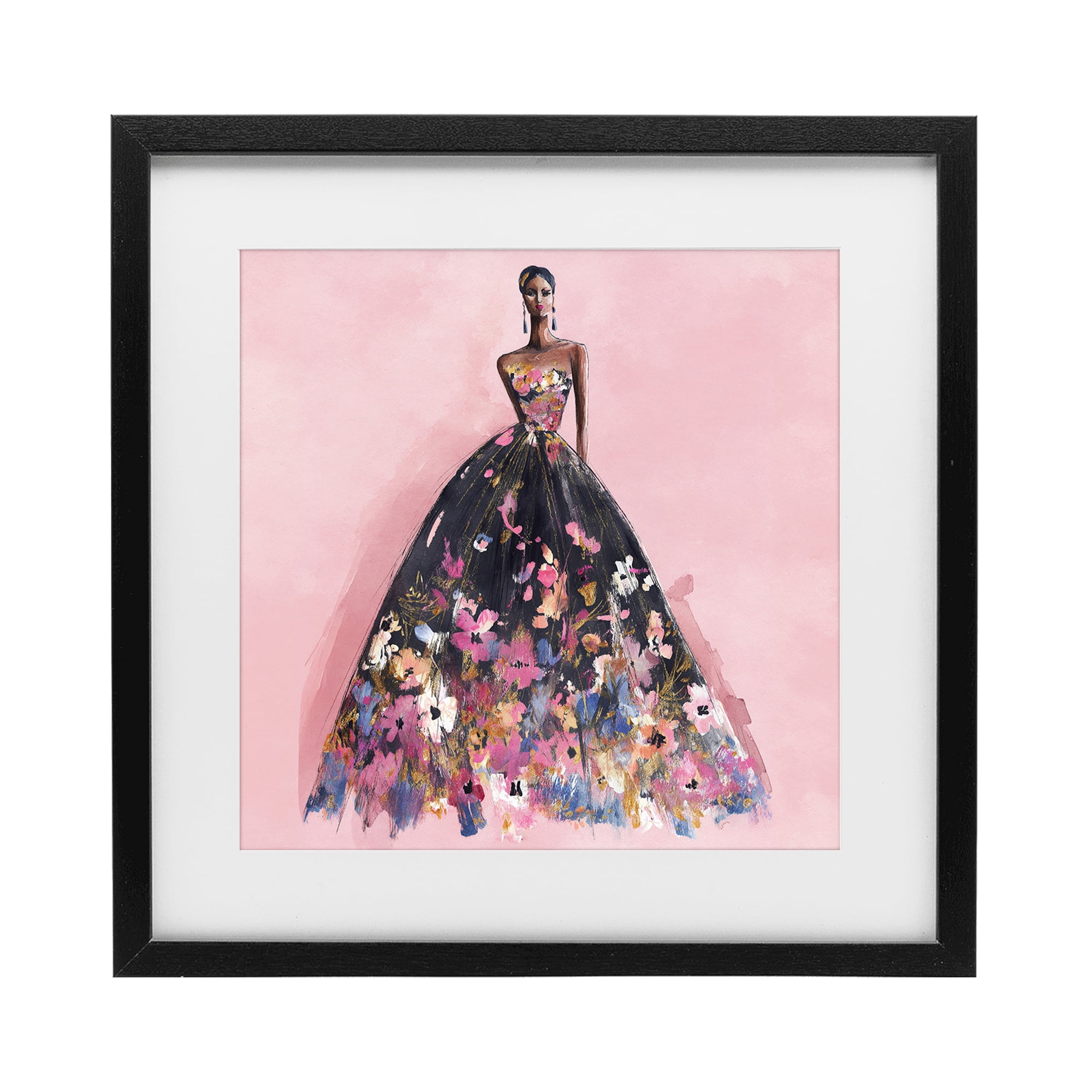 Stupell Industries Floral Reverie Gown Black Framed Print Under Glass, design by Svetlana Aleynikova