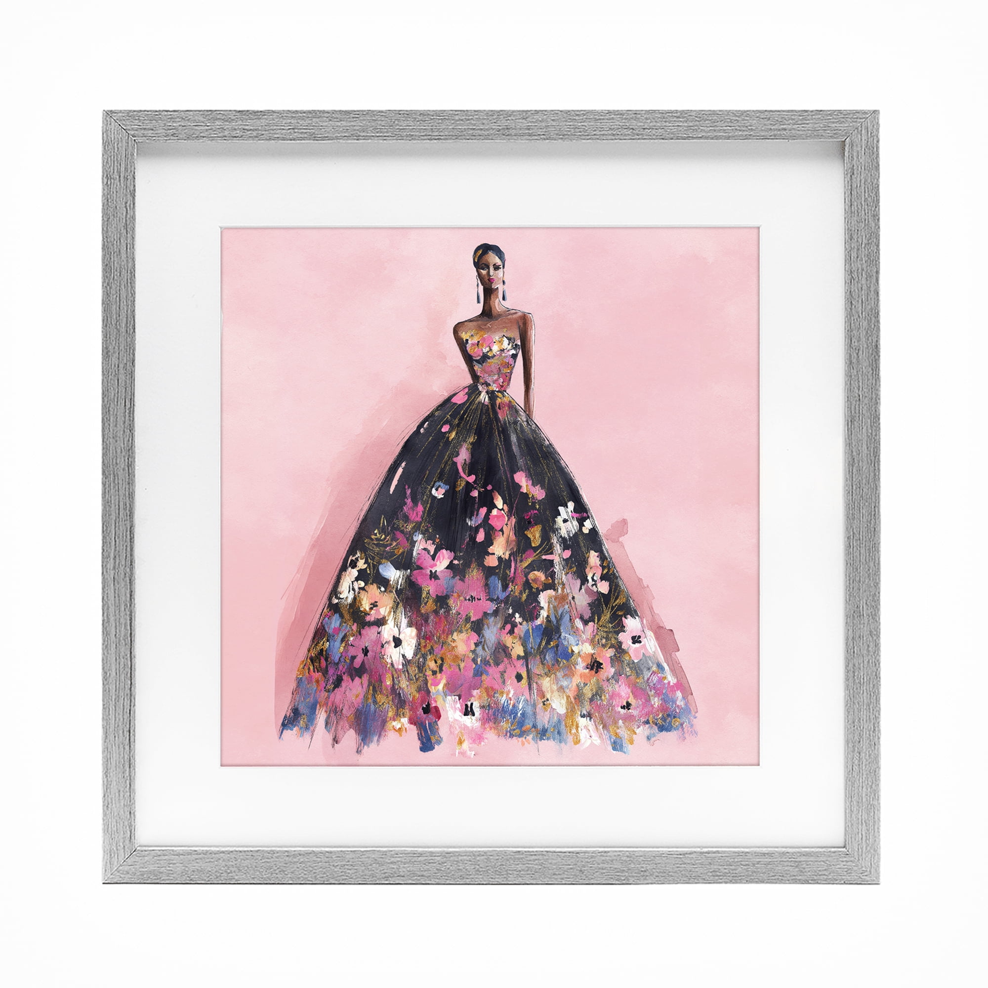 Stupell Industries Floral Reverie Gown Gray Framed Print Under Glass, design by Svetlana Aleynikova