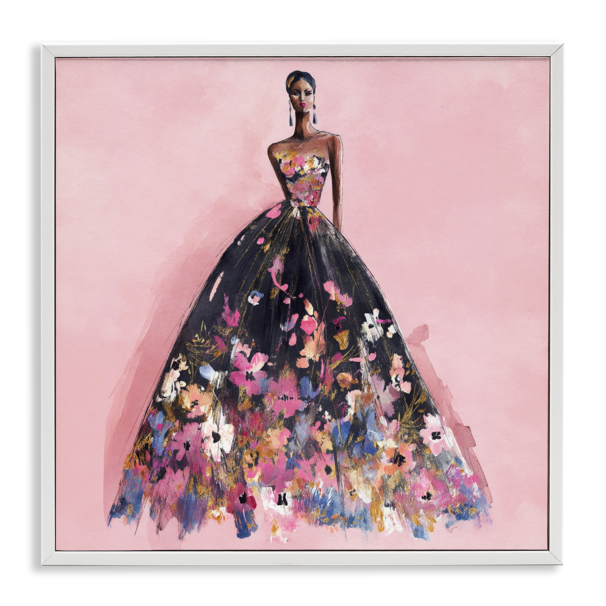 Stupell Industries Floral Reverie Gown White Framed Giclee Art, design by Svetlana Aleynikova